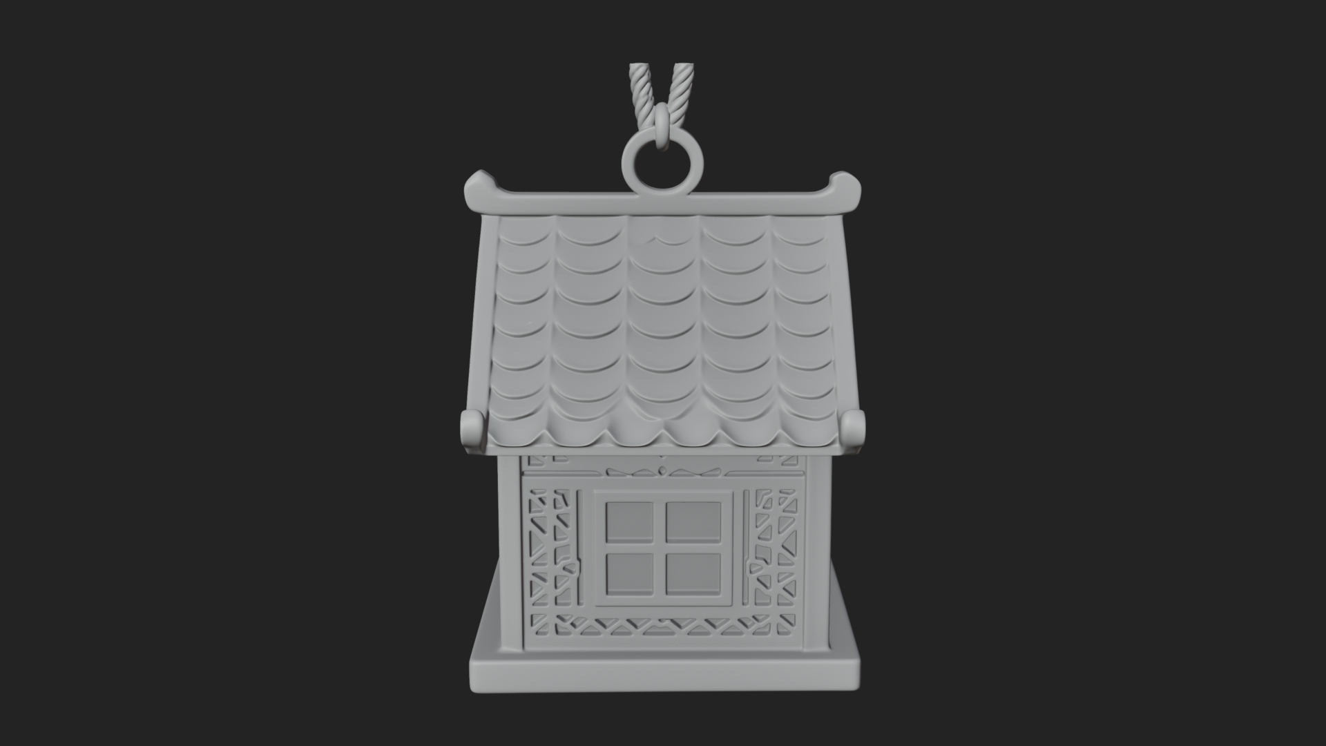 Carved Cottage Ornament Design 1 3D Print Model 3D Model
