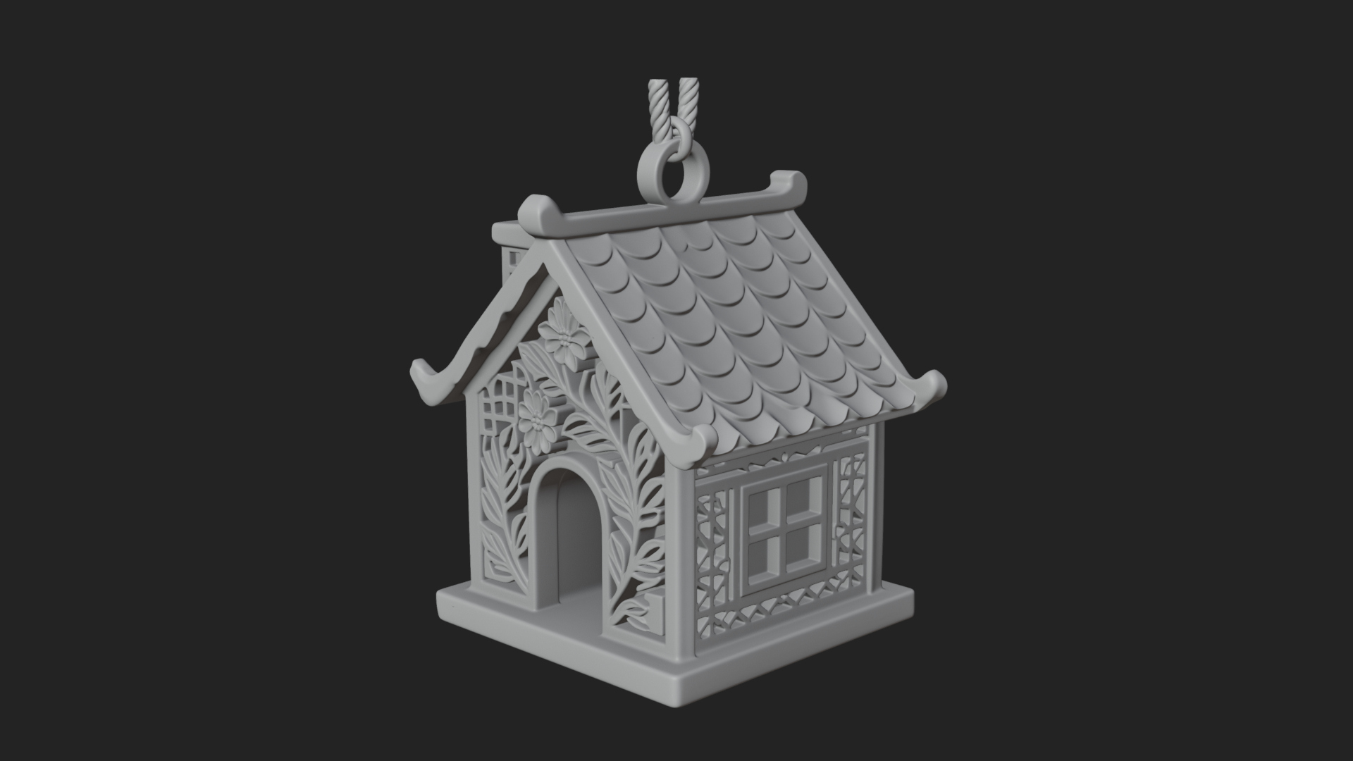 Carved Cottage Ornament Design 1 3D Print Model 3D Model