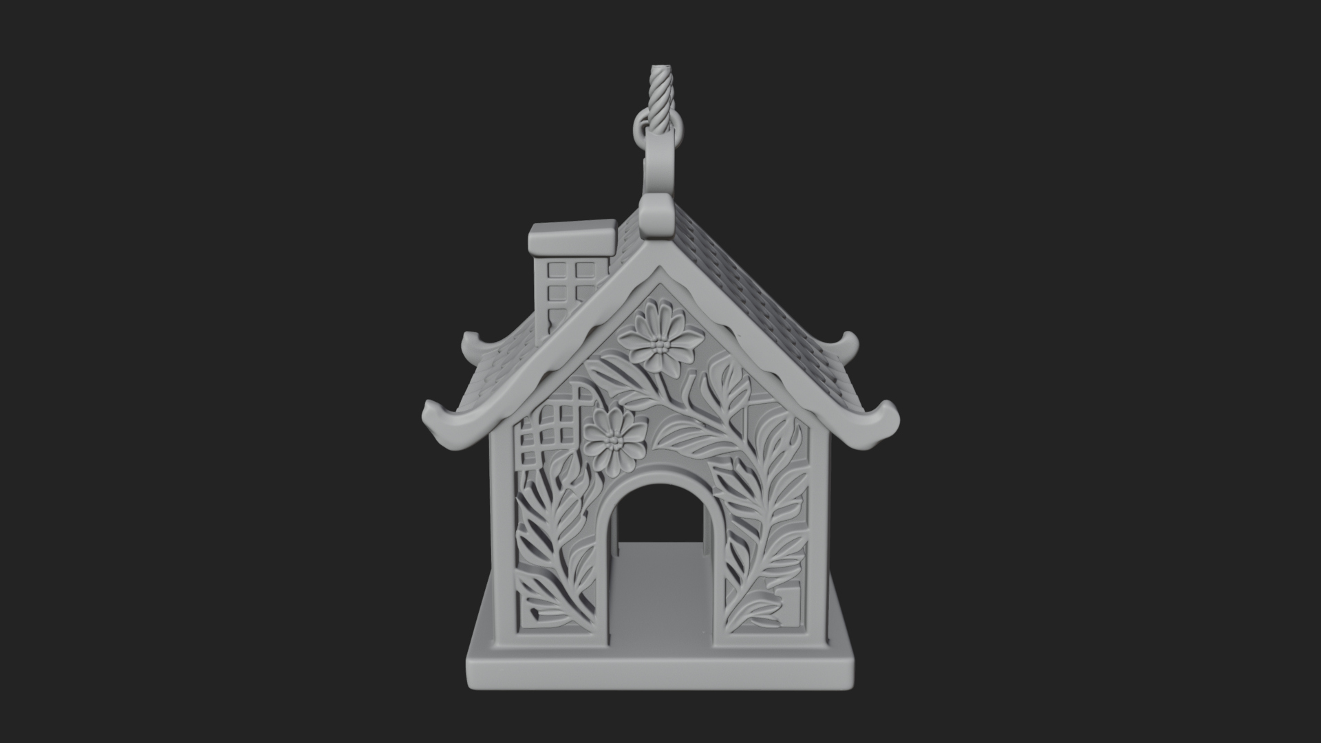 Carved Cottage Ornament Design 1 3D Print Model 3D Model