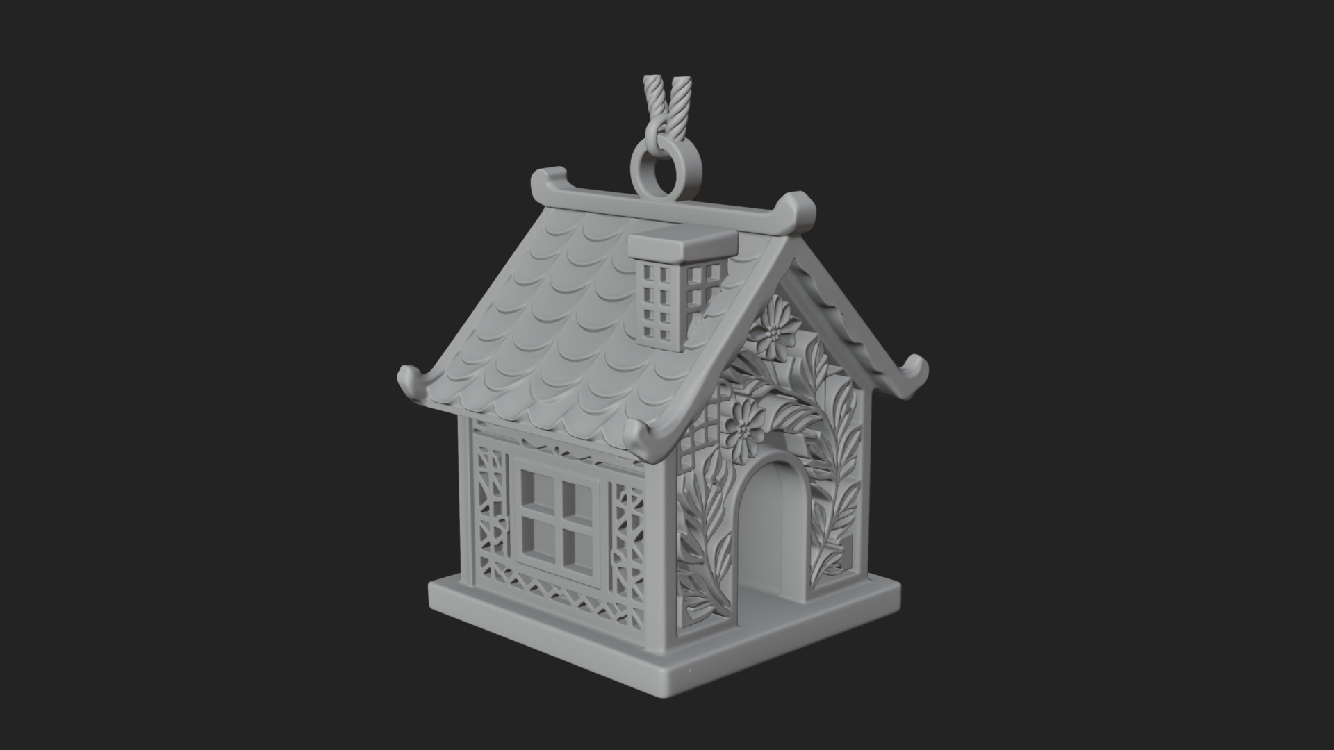 Carved Cottage Ornament Design 1 3D Print Model 3D Model