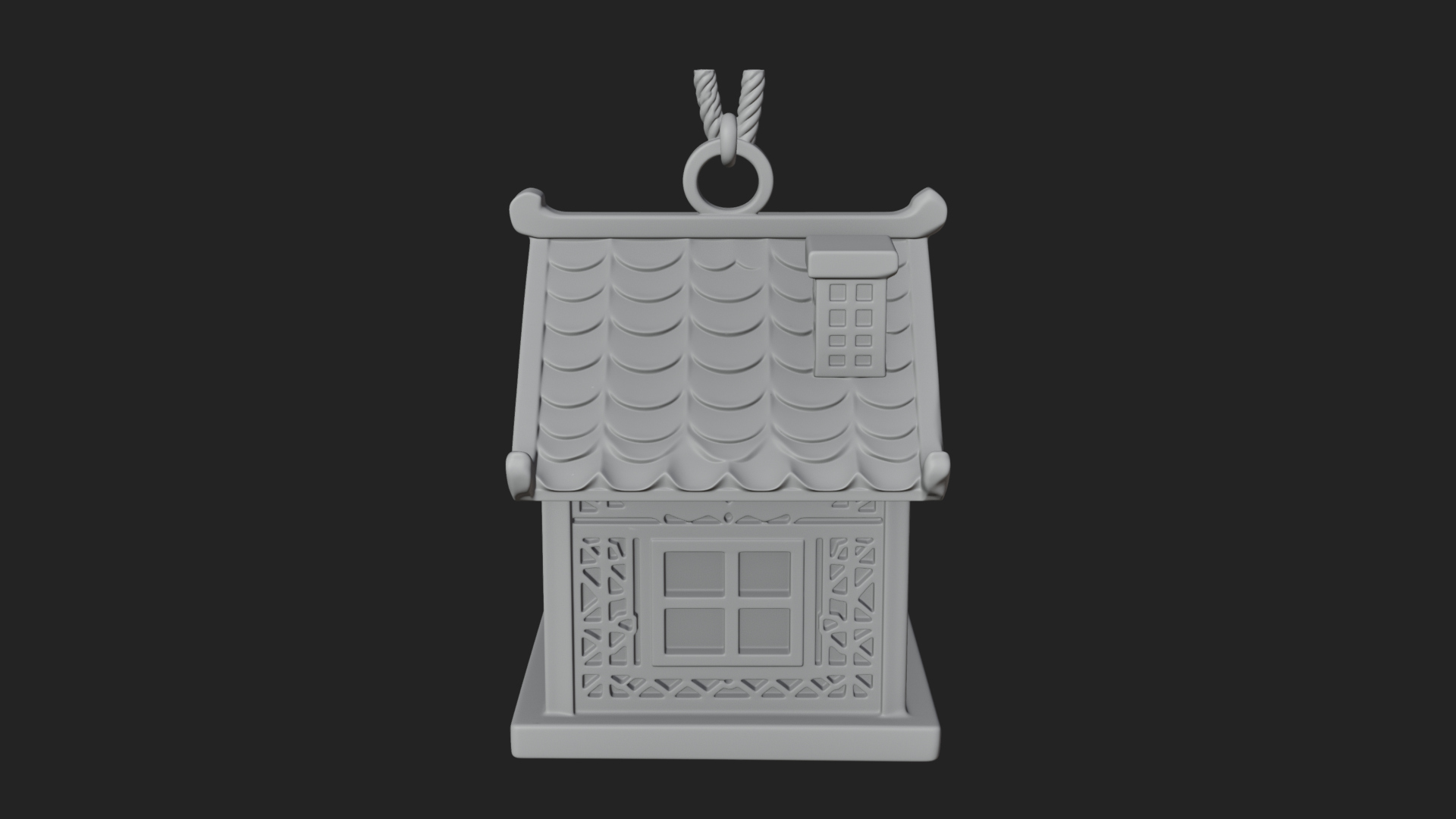 Carved Cottage Ornament Design 1 3D Print Model 3D Model