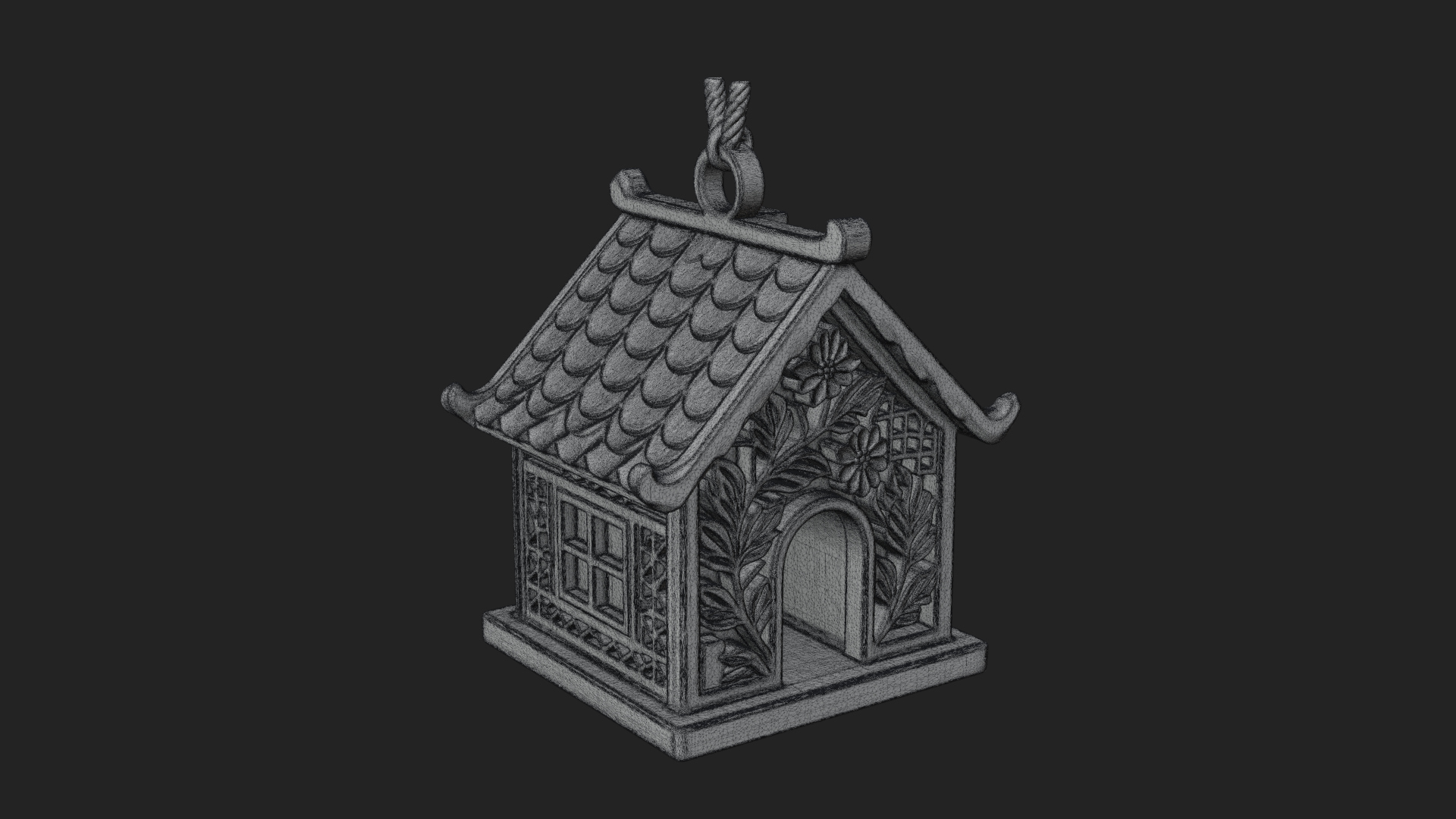 Carved Cottage Ornament Design 1 3D Print Model 3D Model