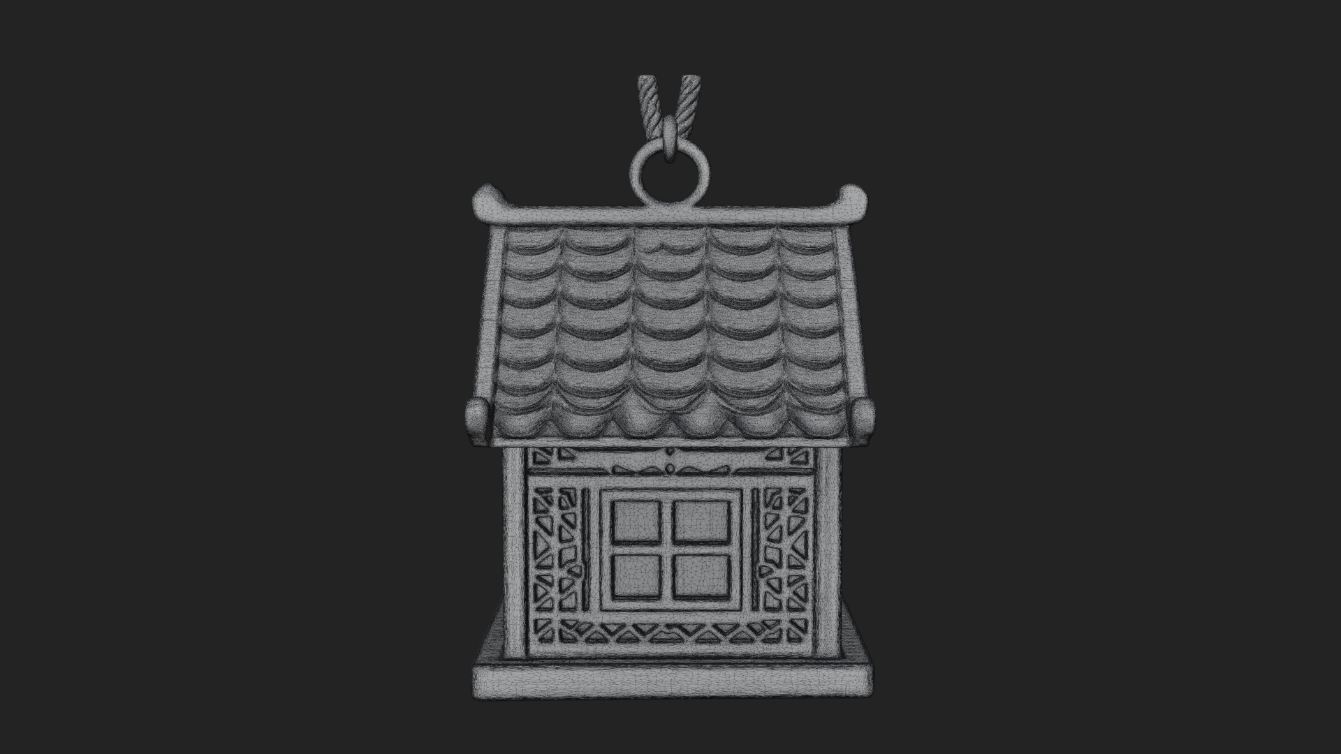 Carved Cottage Ornament Design 1 3D Print Model 3D Model