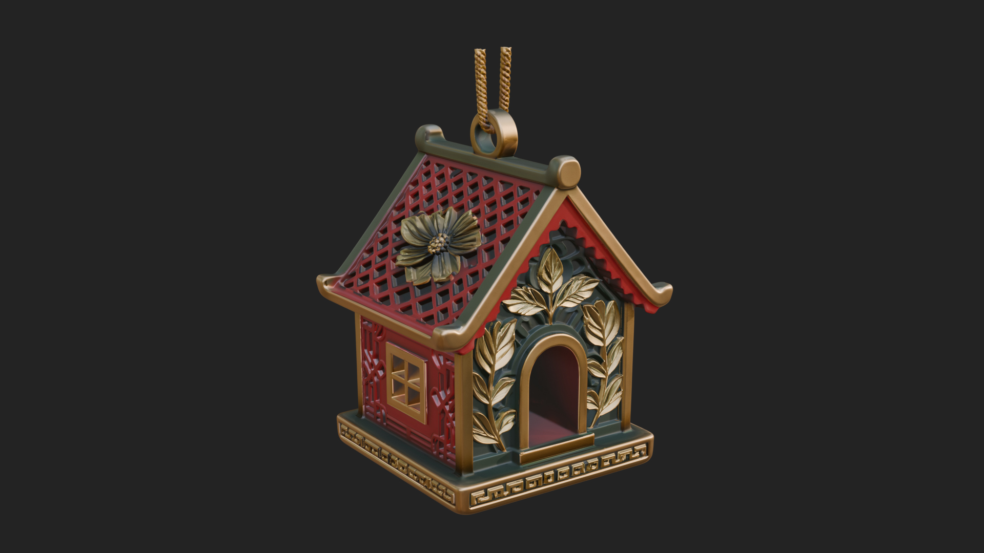 Carved Cottage Ornament Design 2 3D Print Model 3D Model