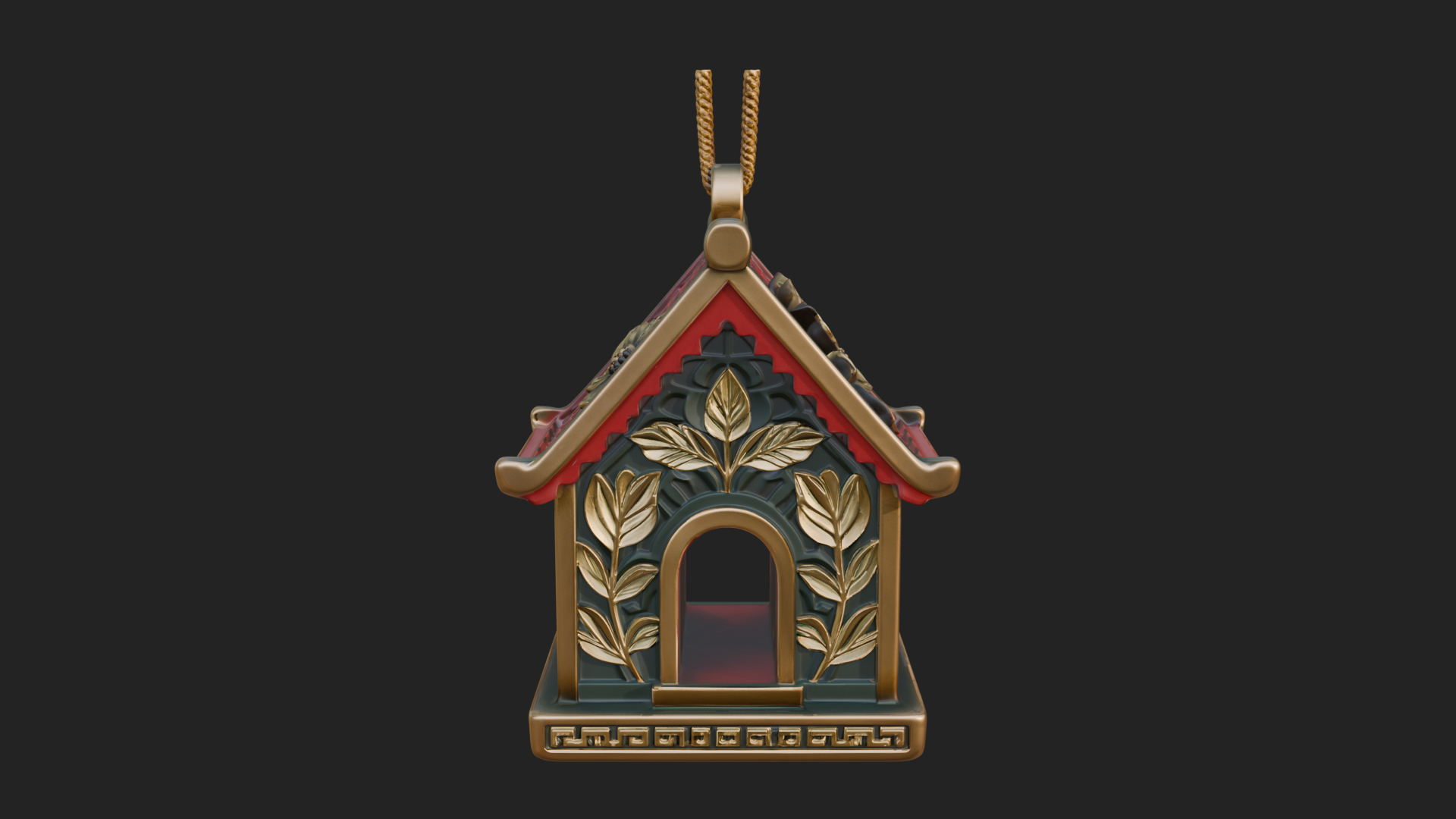 Carved Cottage Ornament Design 2 3D Print Model 3D Model