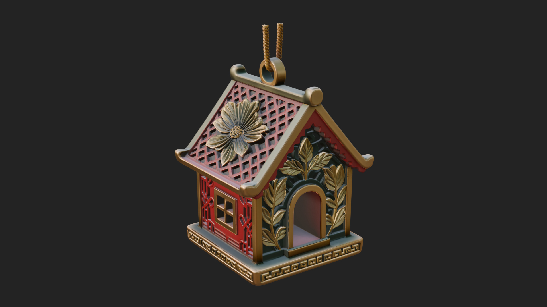 Carved Cottage Ornament Design 2 3D Print Model 3D Model