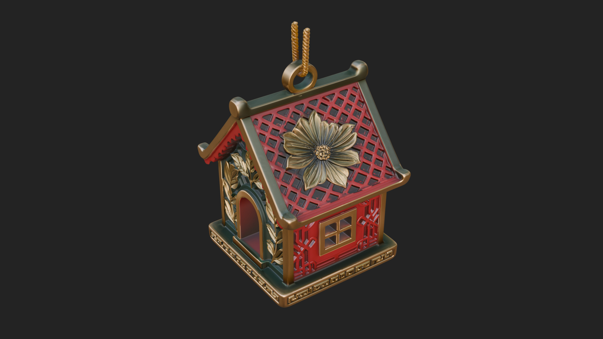 Carved Cottage Ornament Design 2 3D Print Model 3D Model