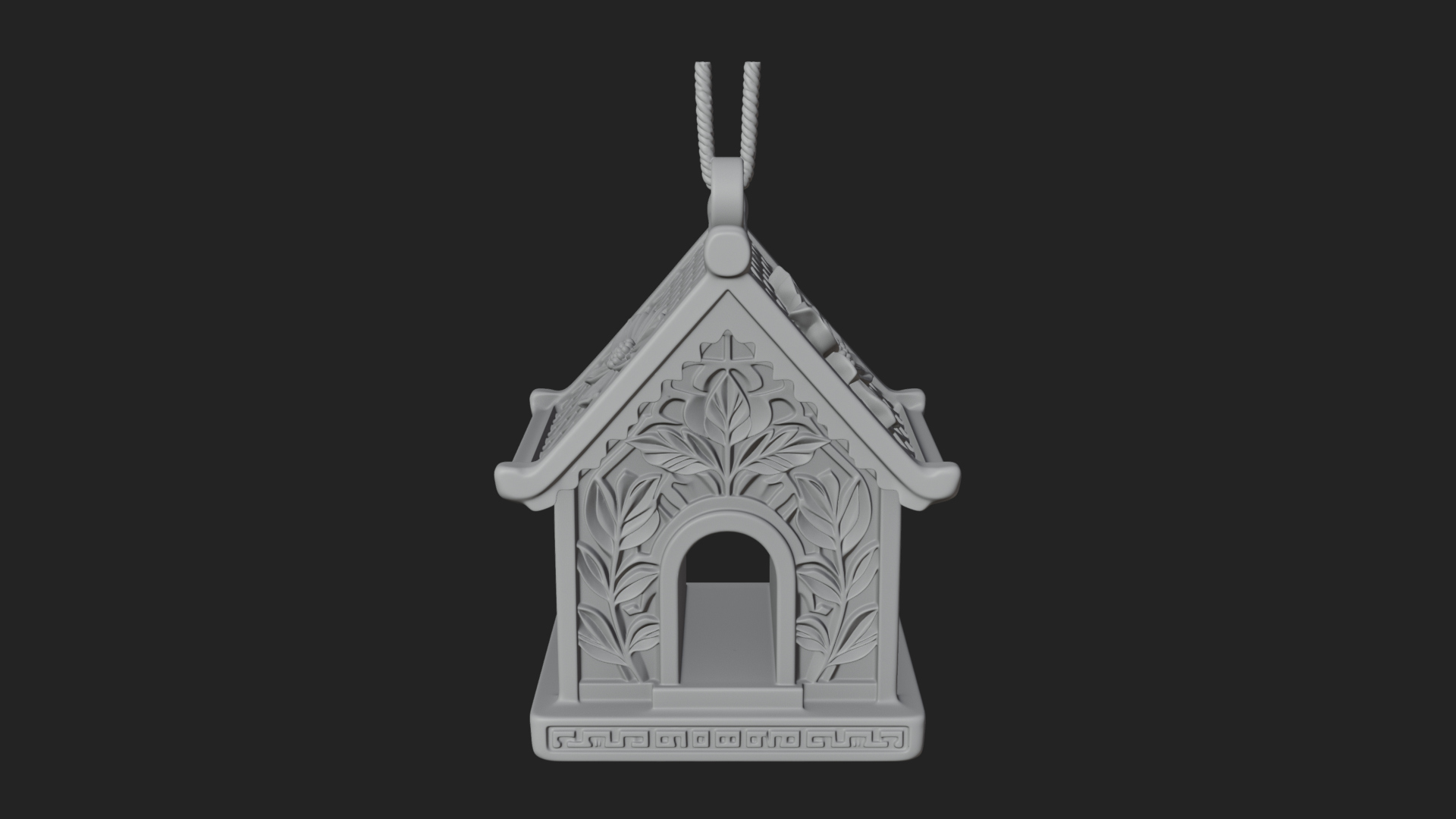 Carved Cottage Ornament Design 2 3D Print Model 3D Model