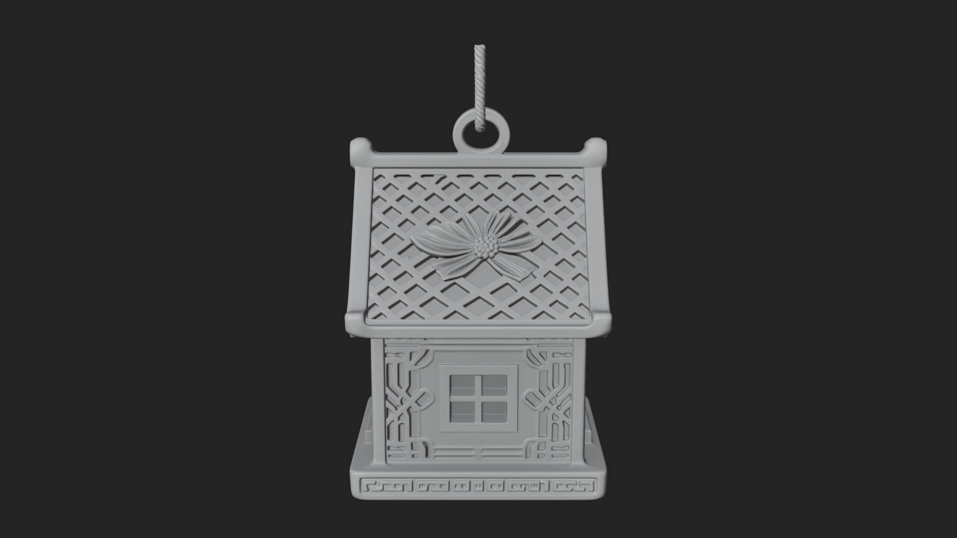 Carved Cottage Ornament Design 2 3D Print Model 3D Model