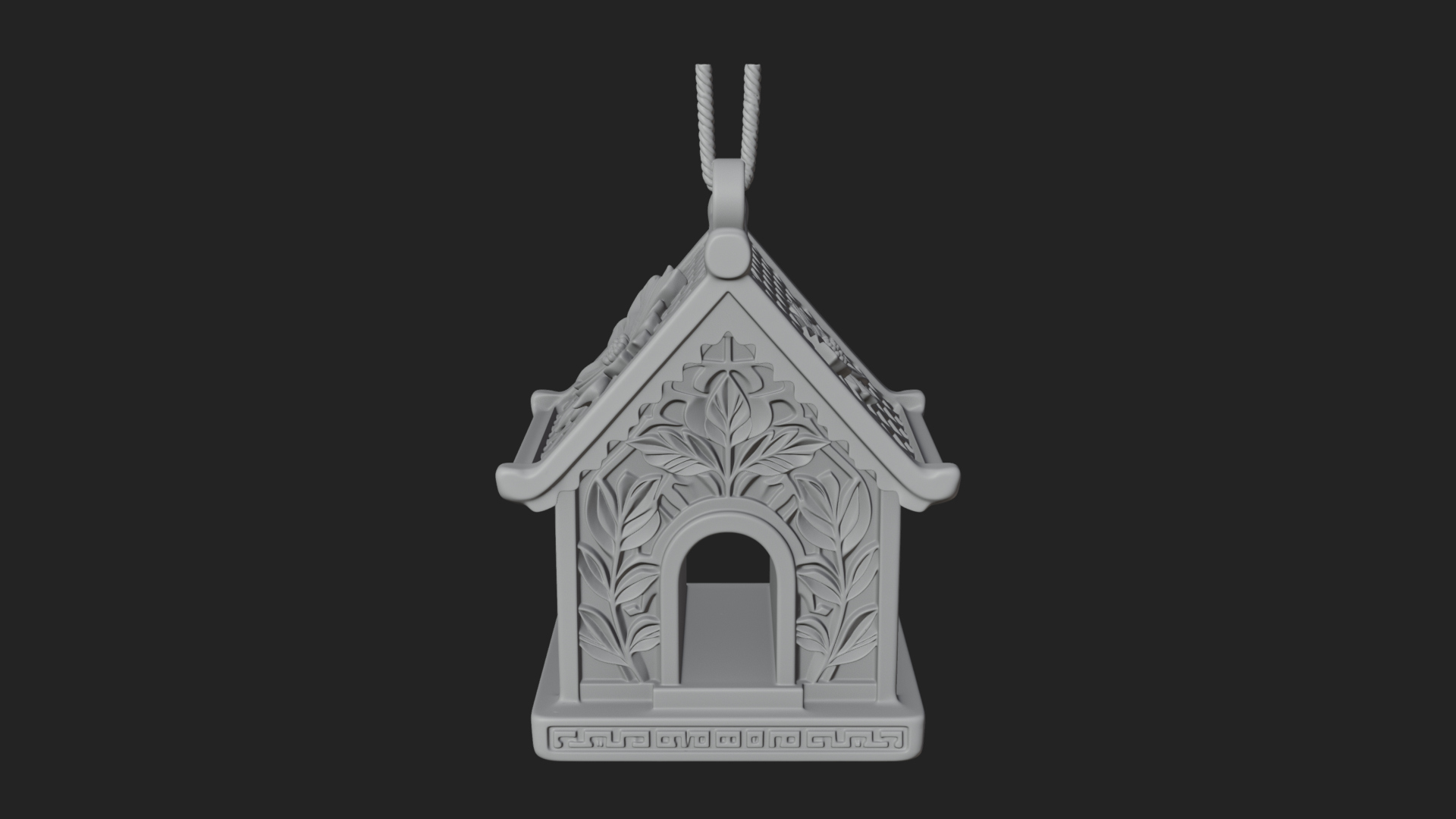 Carved Cottage Ornament Design 2 3D Print Model 3D Model