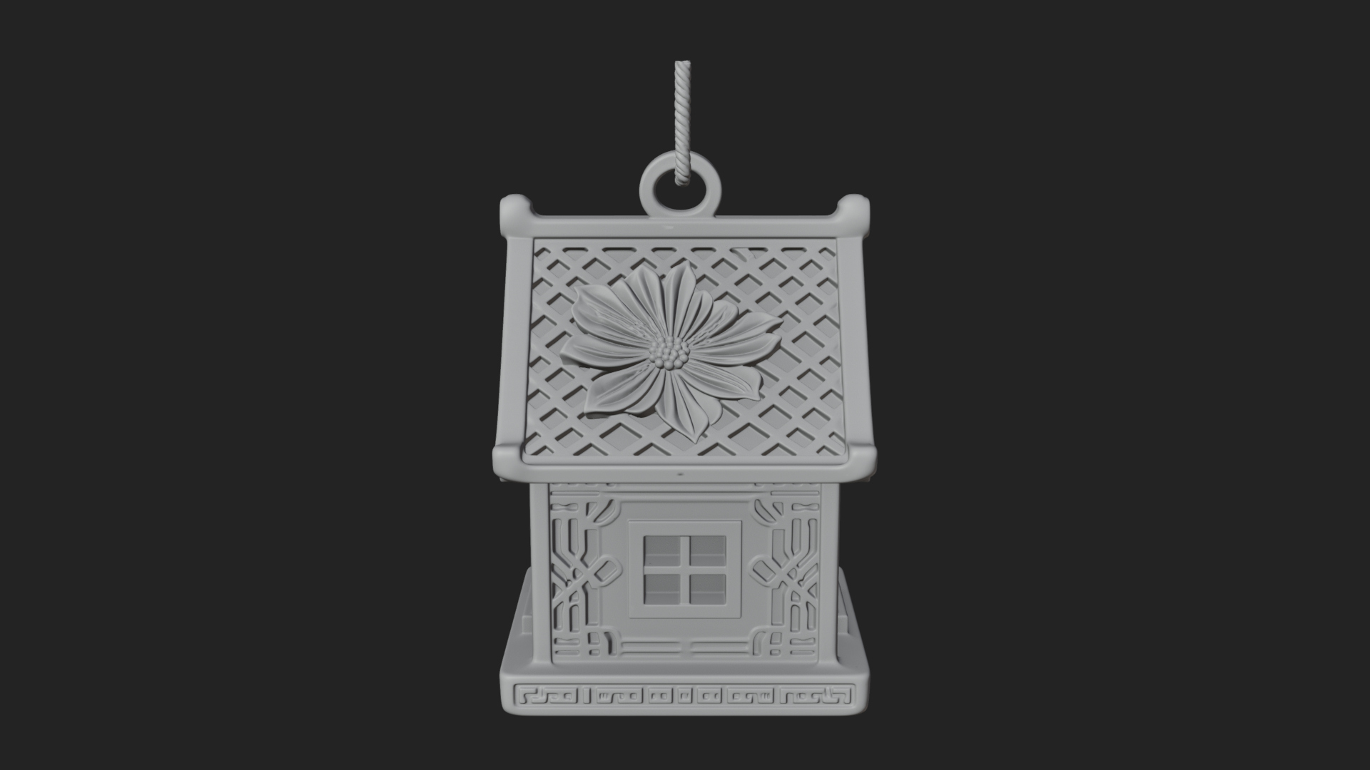 Carved Cottage Ornament Design 2 3D Print Model 3D Model