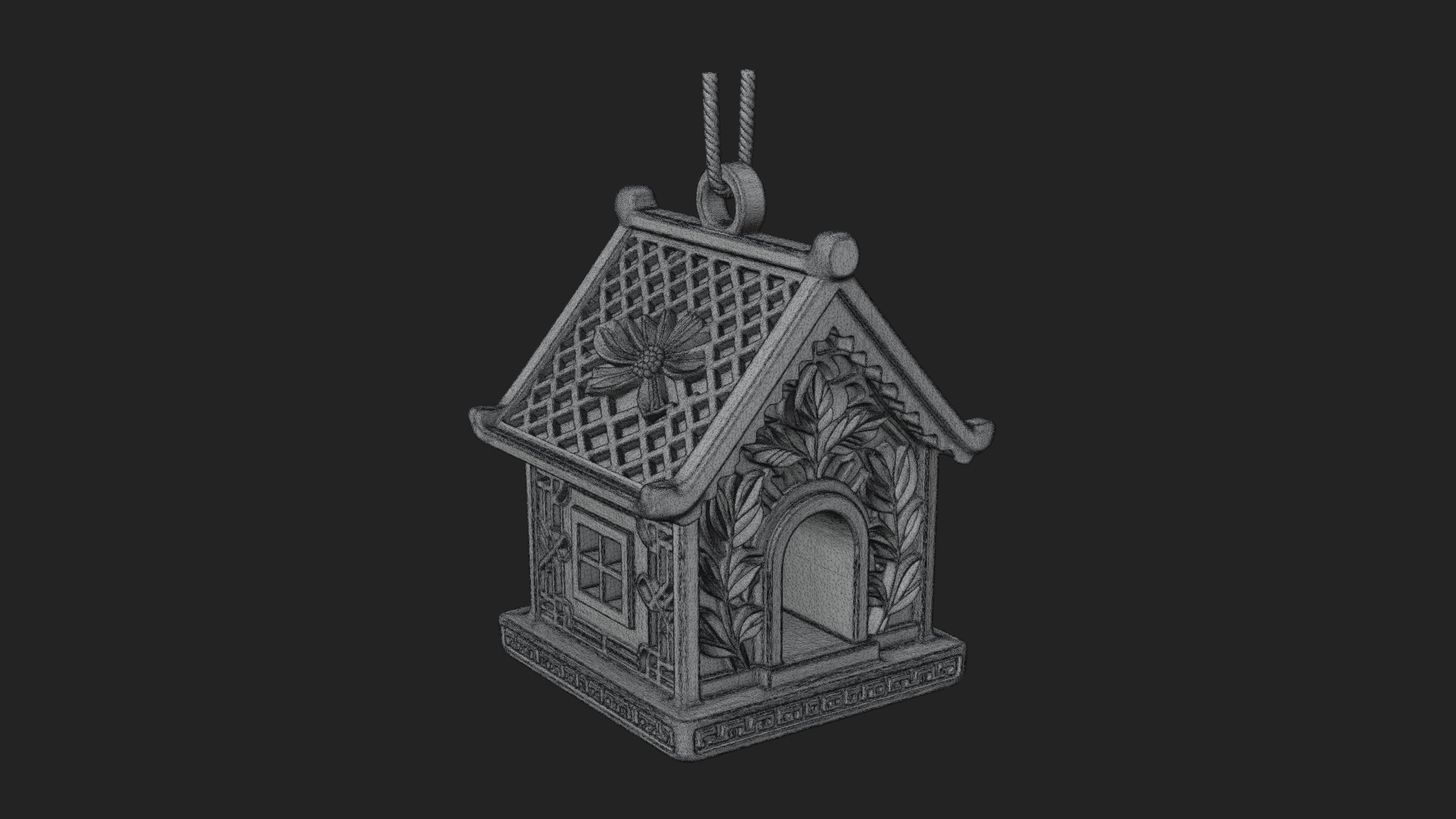 Carved Cottage Ornament Design 2 3D Print Model 3D Model
