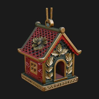 Carved Cottage Ornament Design 2 3D Print Model