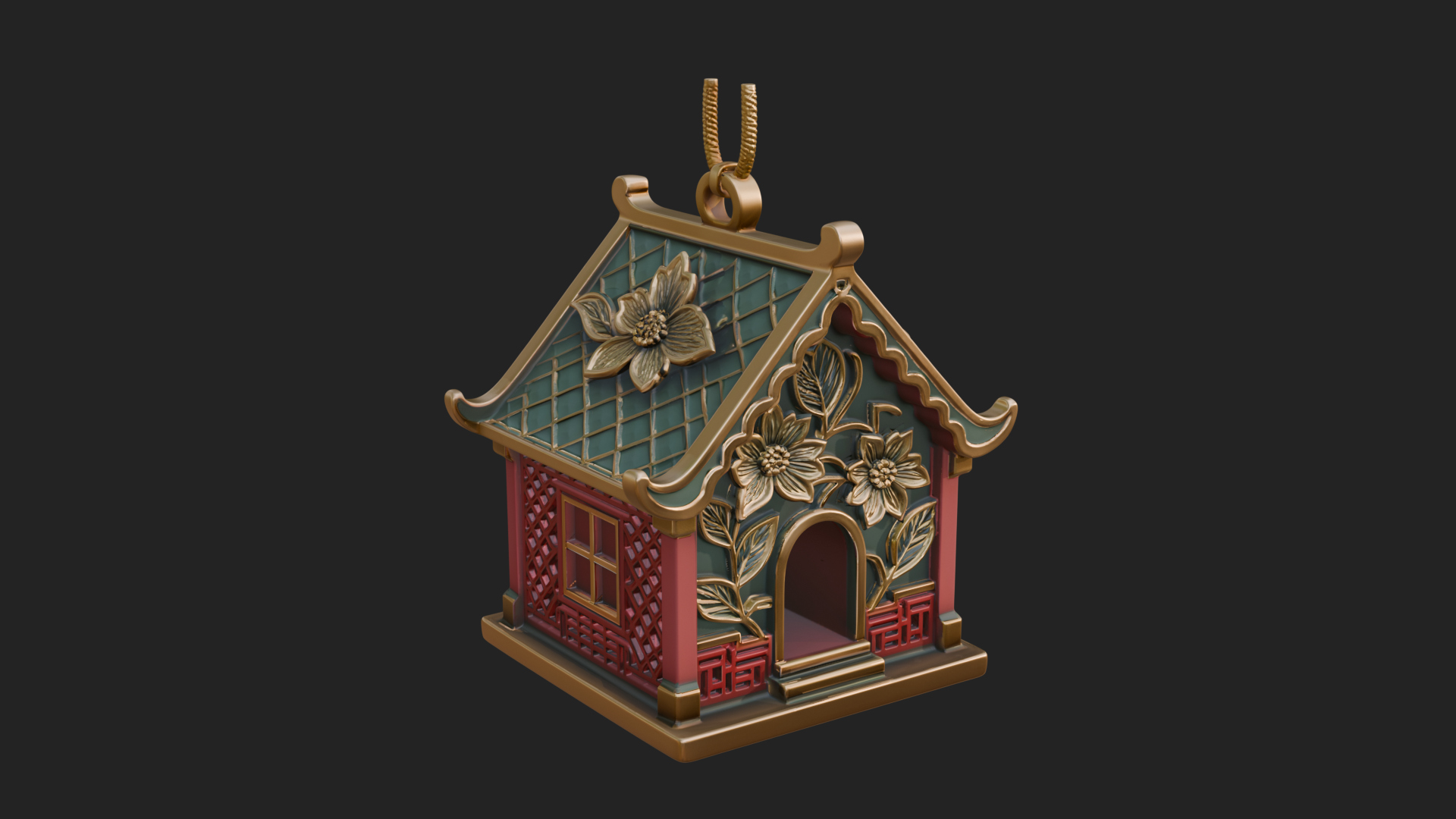 Carved Cottage Ornament Design 3 3D Print Model 3D Model