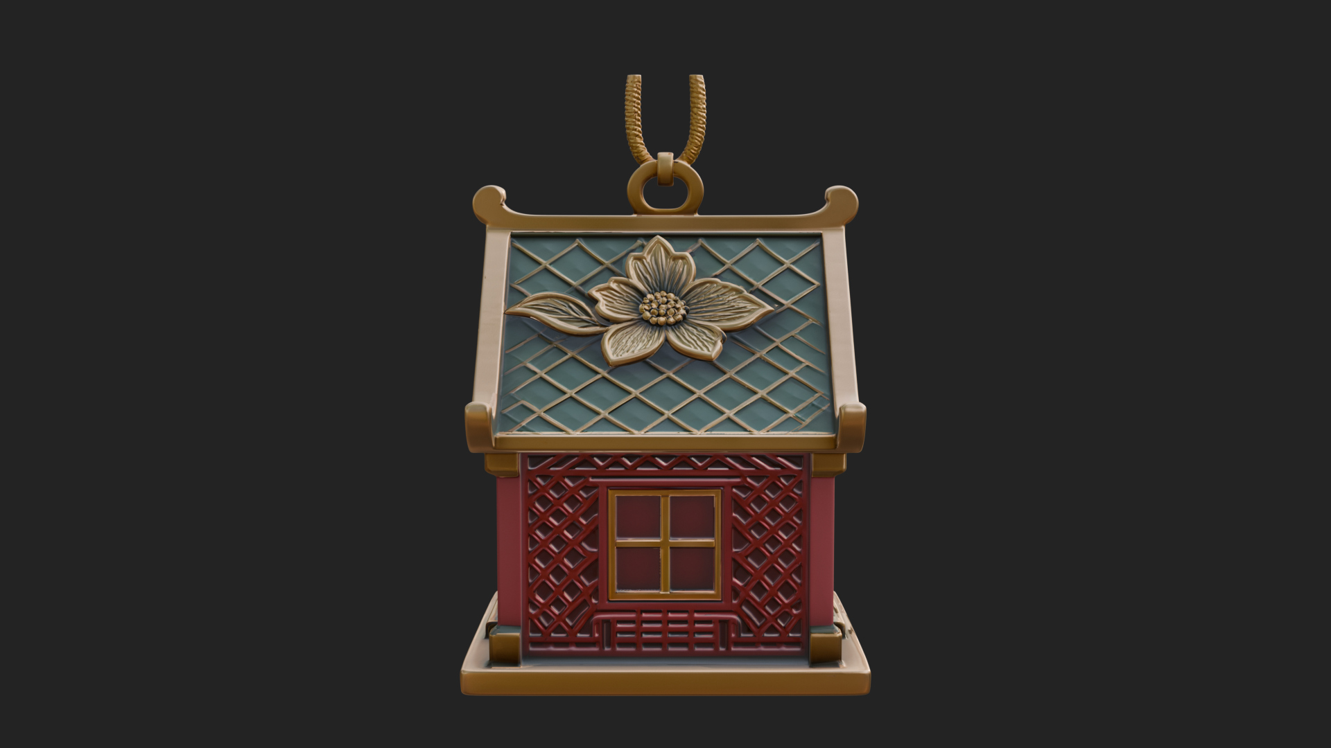 Carved Cottage Ornament Design 3 3D Print Model 3D Model
