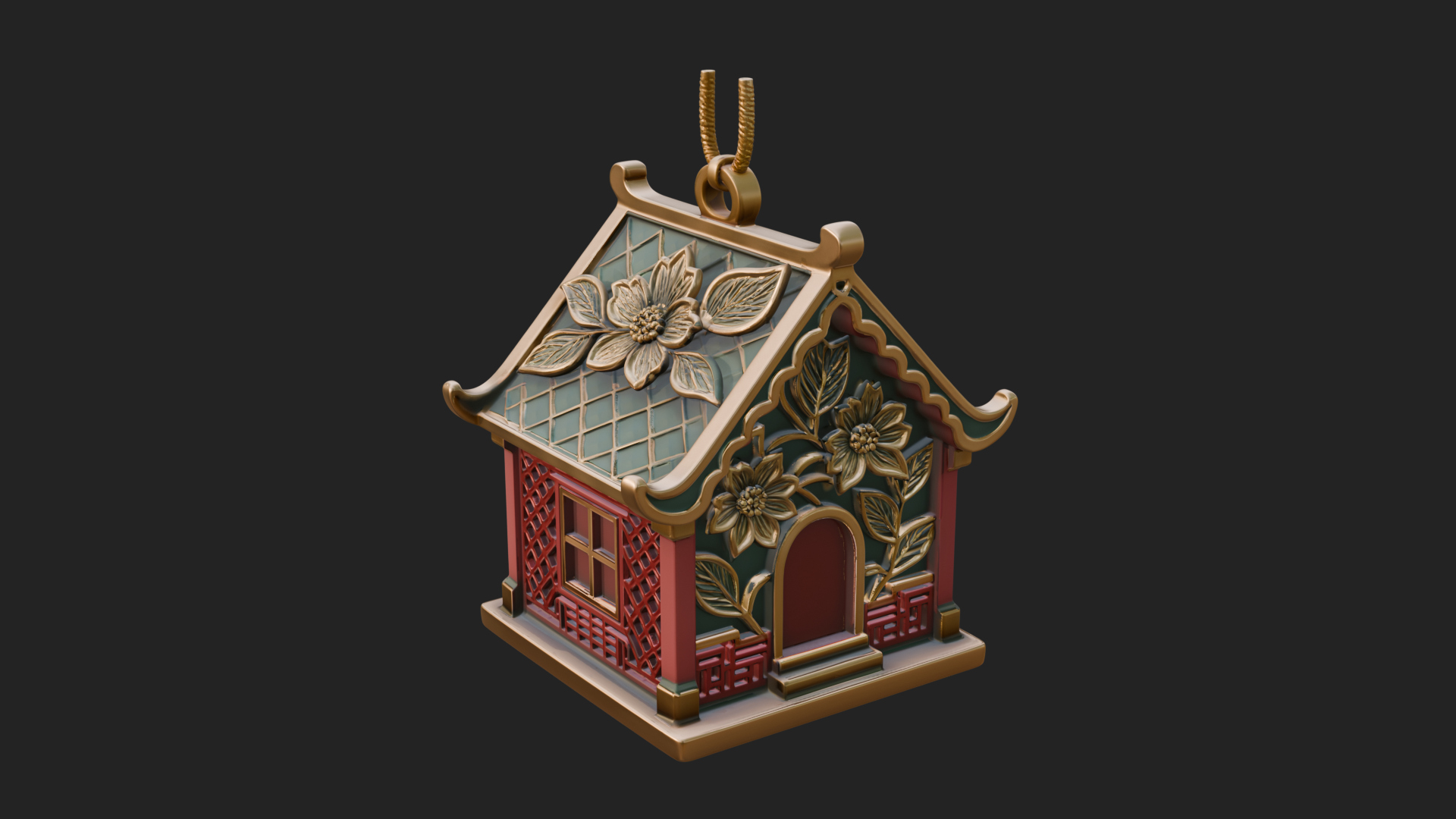 Carved Cottage Ornament Design 3 3D Print Model 3D Model
