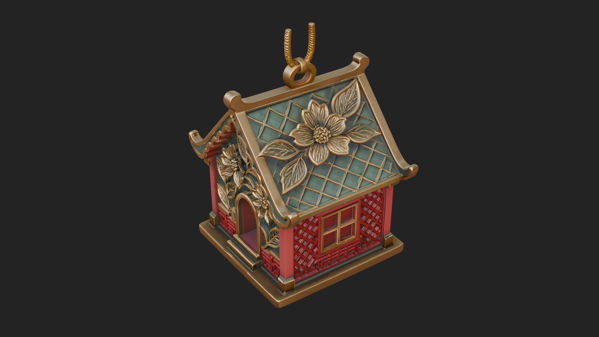 Carved Cottage Ornament Design 3 3D Print Model 3D Model