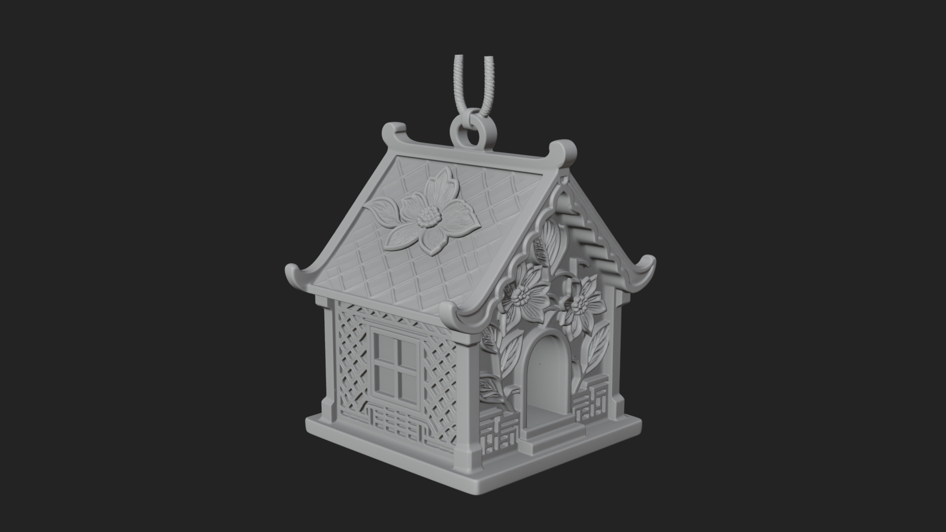 Carved Cottage Ornament Design 3 3D Print Model 3D Model