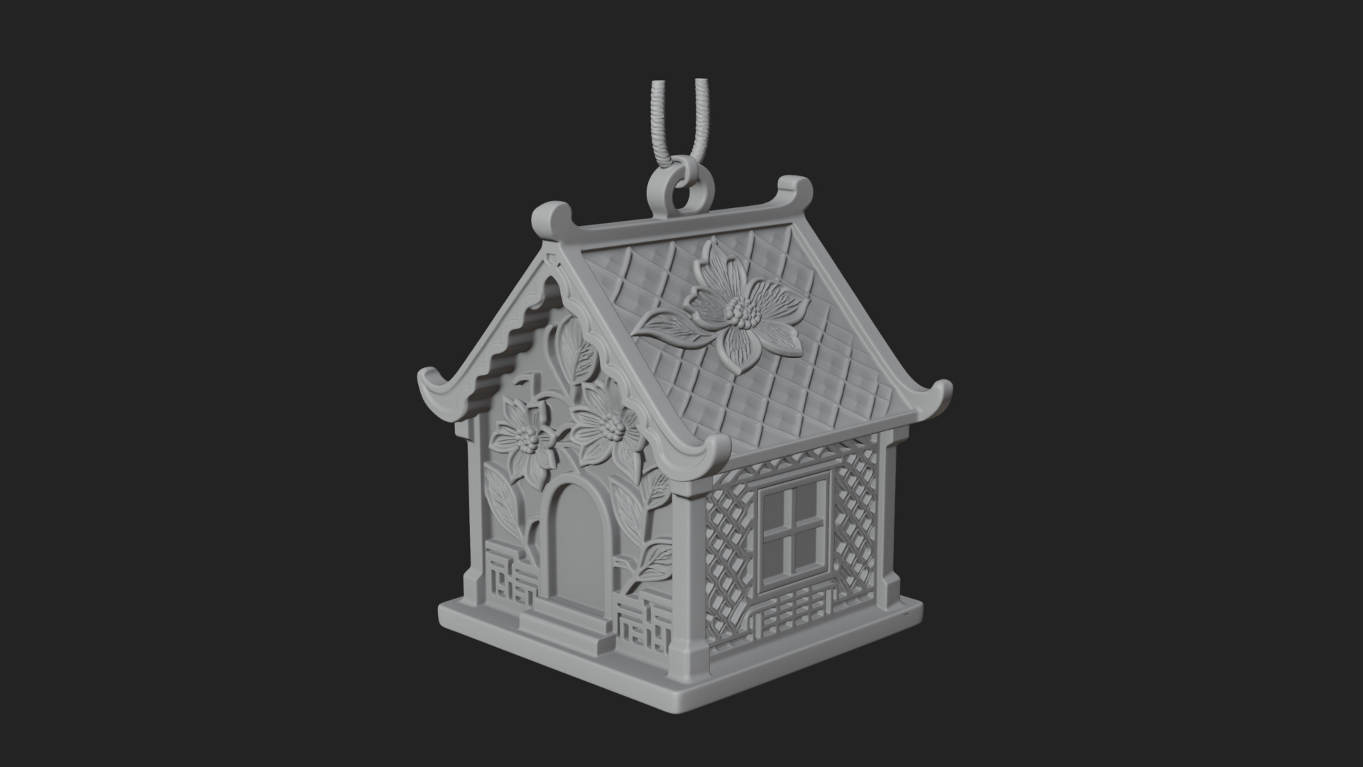 Carved Cottage Ornament Design 3 3D Print Model 3D Model