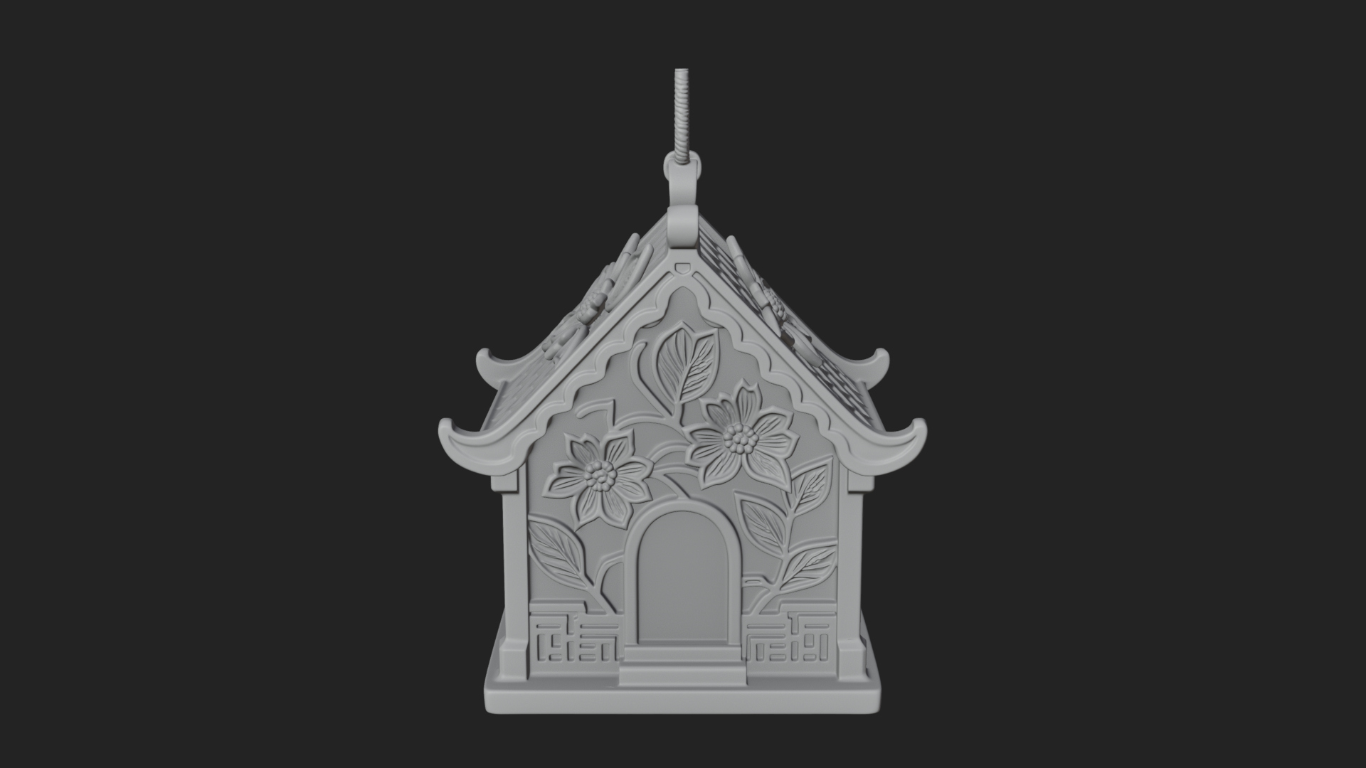 Carved Cottage Ornament Design 3 3D Print Model 3D Model