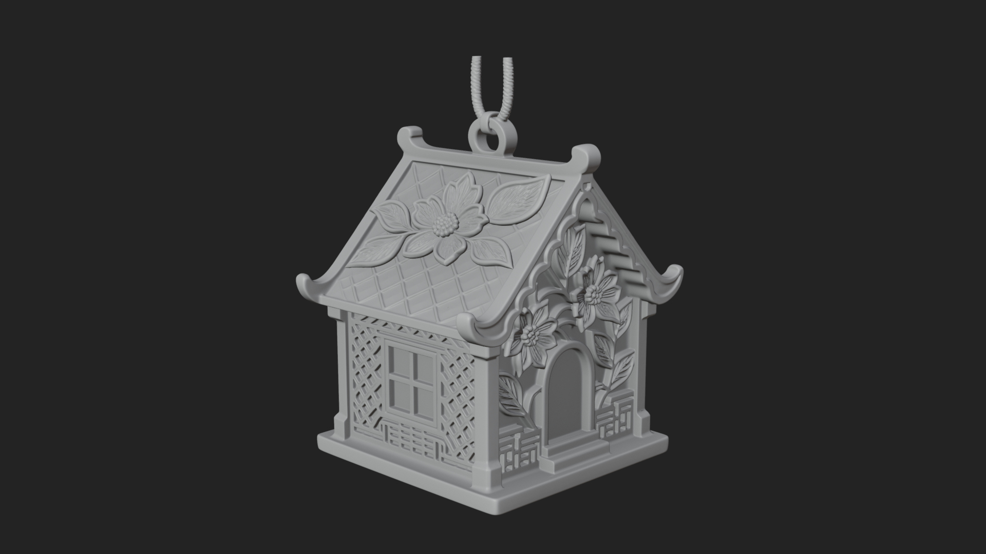 Carved Cottage Ornament Design 3 3D Print Model 3D Model