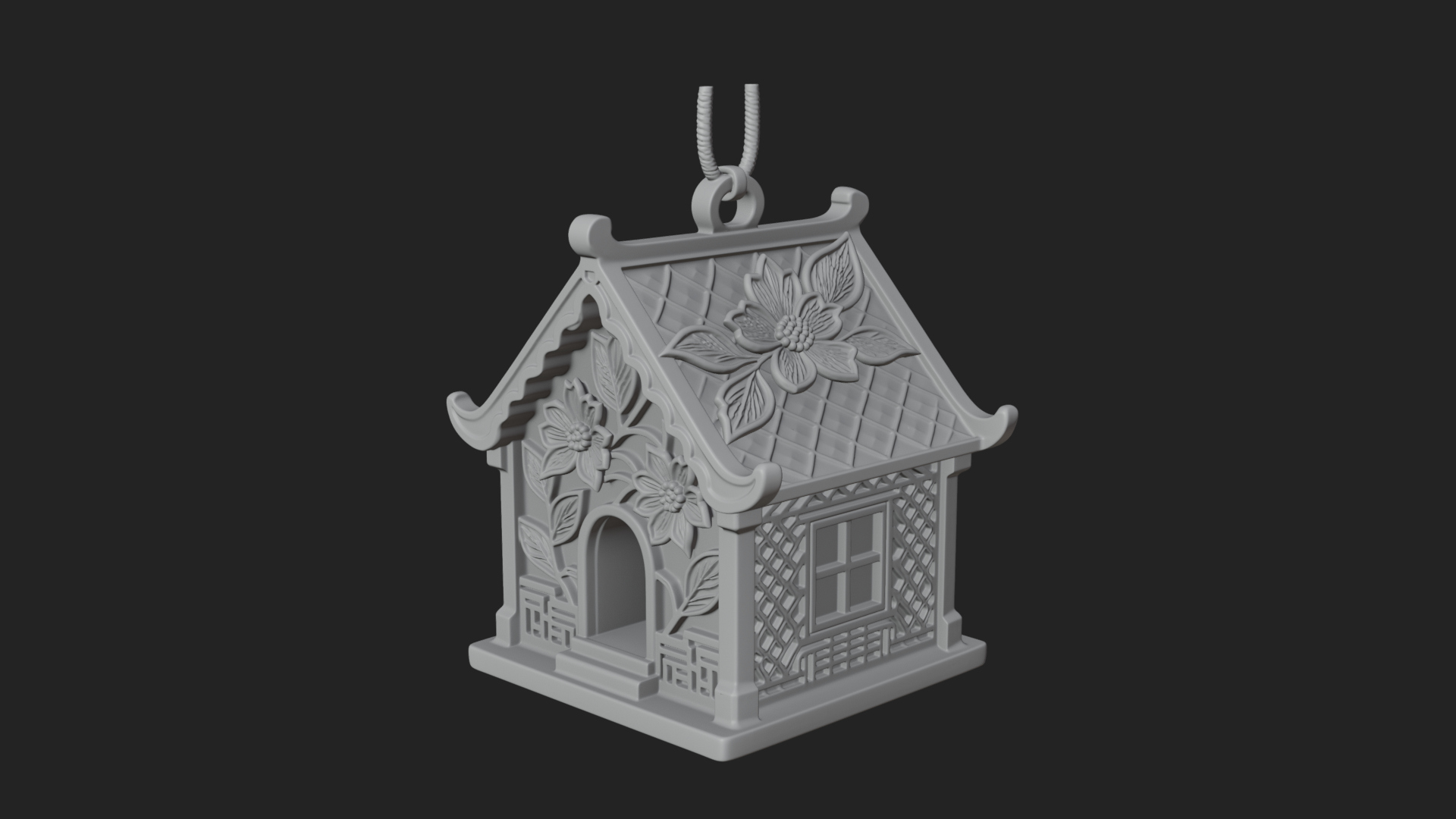 Carved Cottage Ornament Design 3 3D Print Model 3D Model