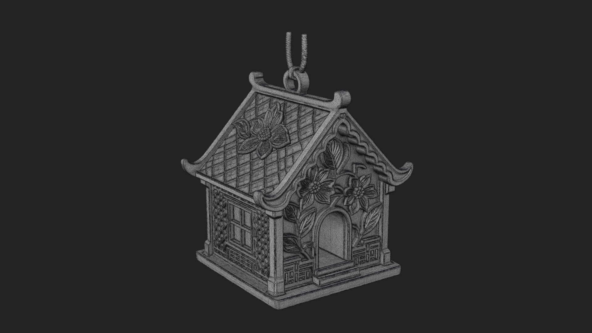 Carved Cottage Ornament Design 3 3D Print Model 3D Model