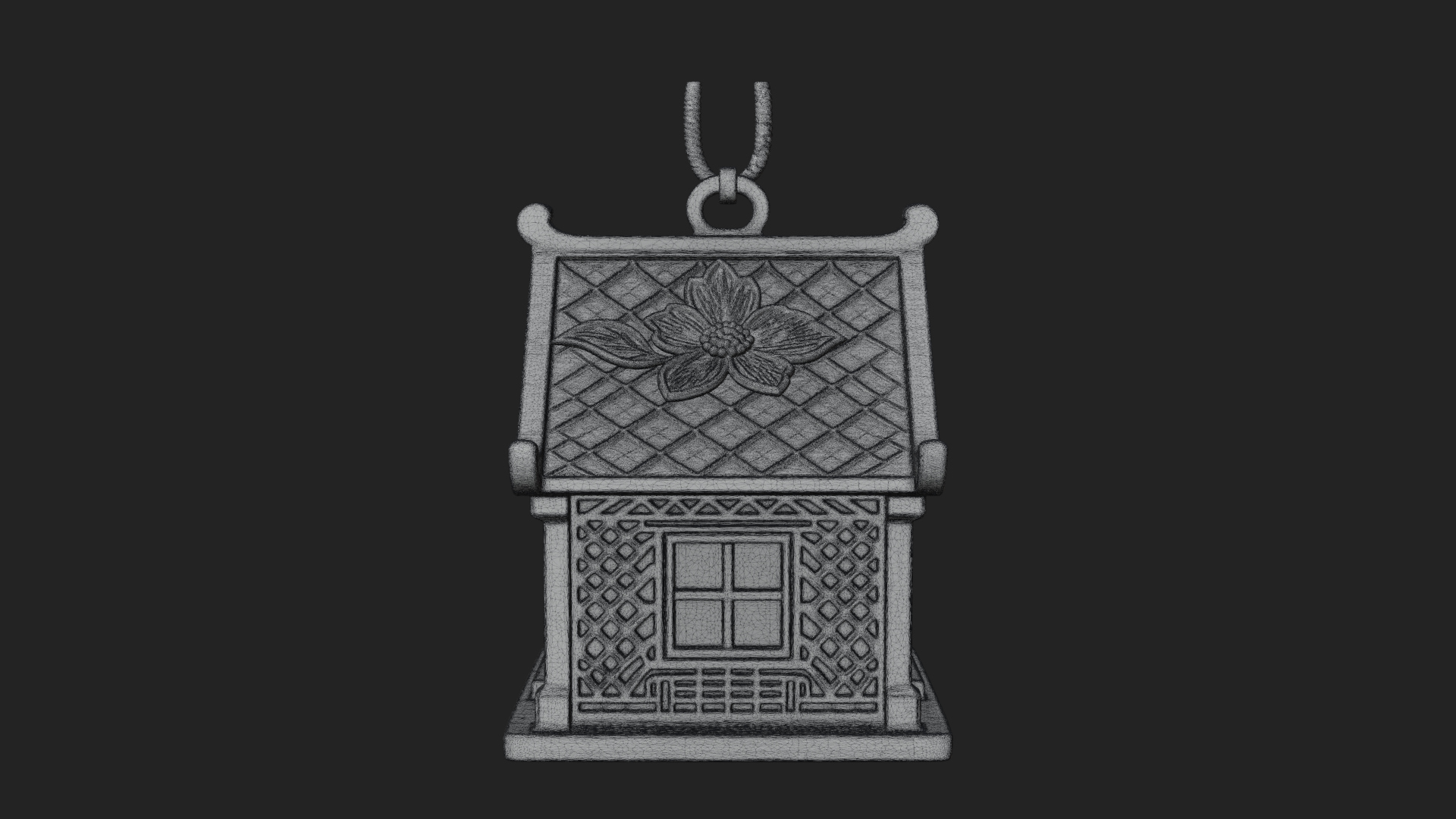Carved Cottage Ornament Design 3 3D Print Model 3D Model