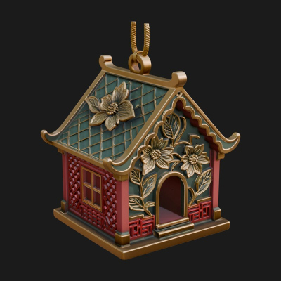 Carved Cottage Ornament Design 3 3D Print Model