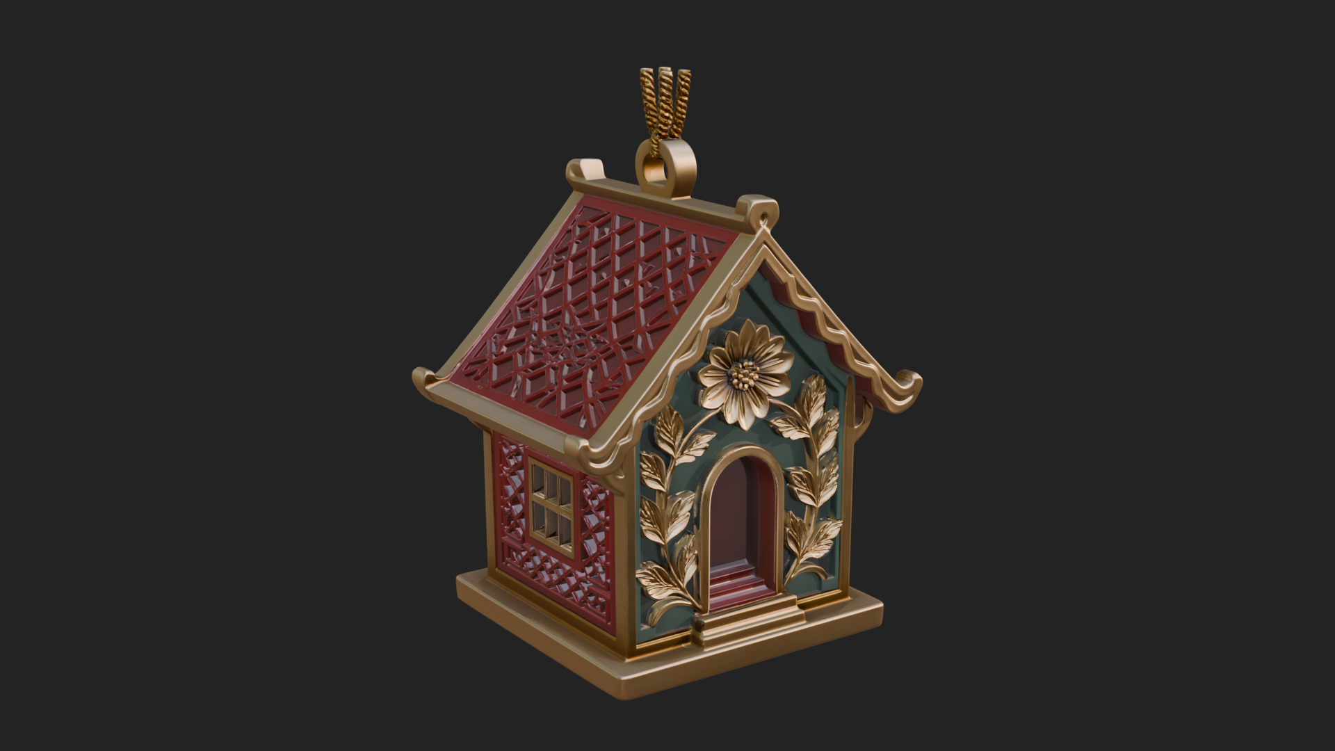 Carved Cottage Ornament Design 4 3D Print Model 3D Model