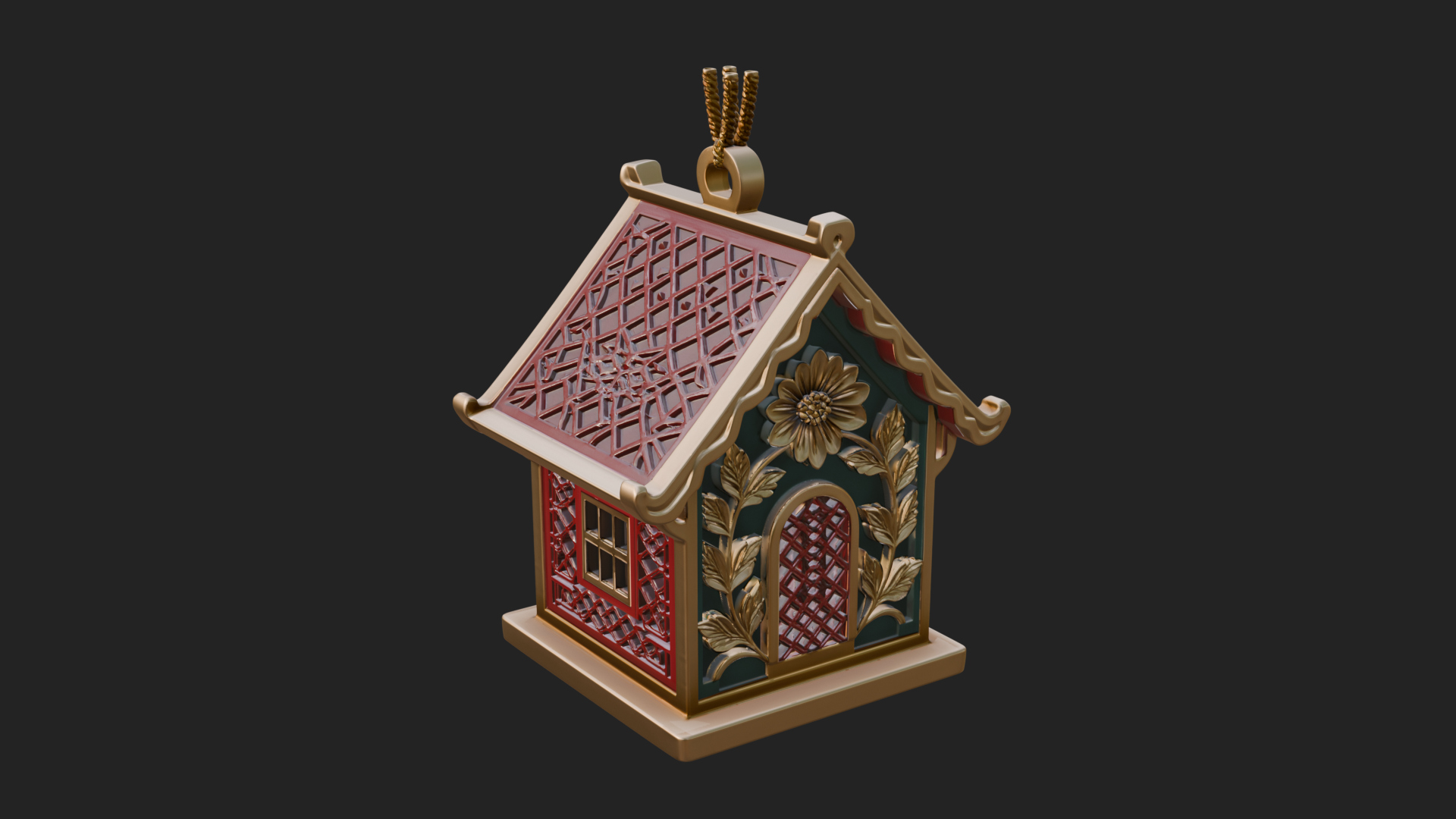 Carved Cottage Ornament Design 4 3D Print Model 3D Model