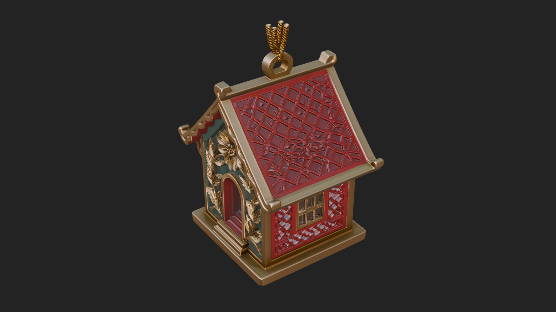 Carved Cottage Ornament Design 4 3D Print Model 3D Model