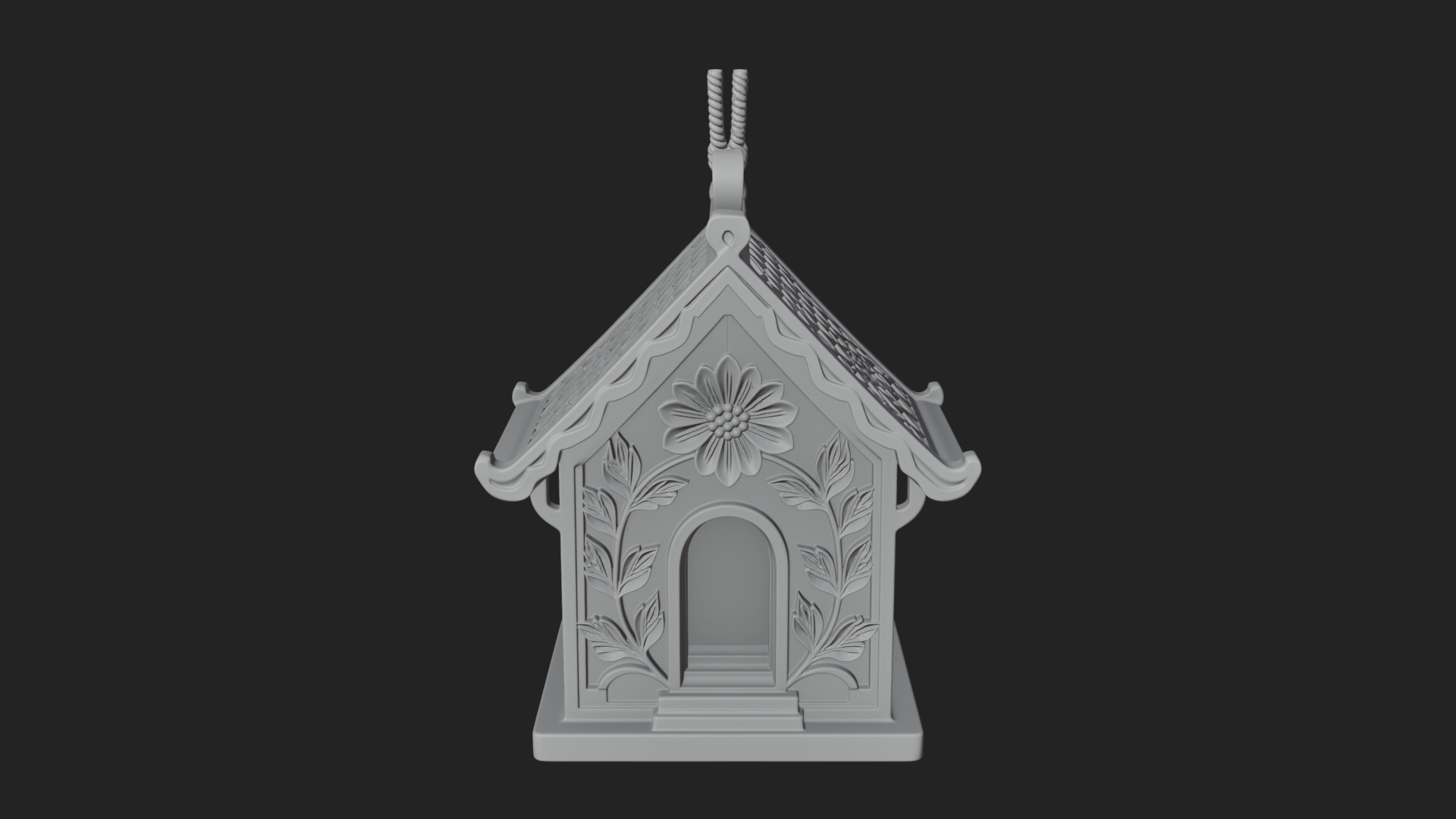 Carved Cottage Ornament Design 4 3D Print Model 3D Model