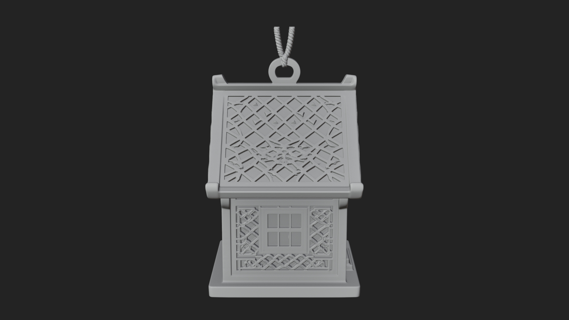 Carved Cottage Ornament Design 4 3D Print Model 3D Model