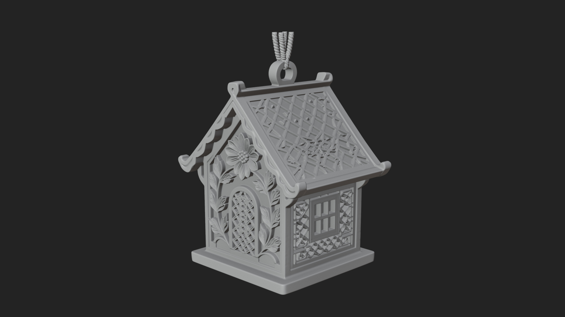 Carved Cottage Ornament Design 4 3D Print Model 3D Model