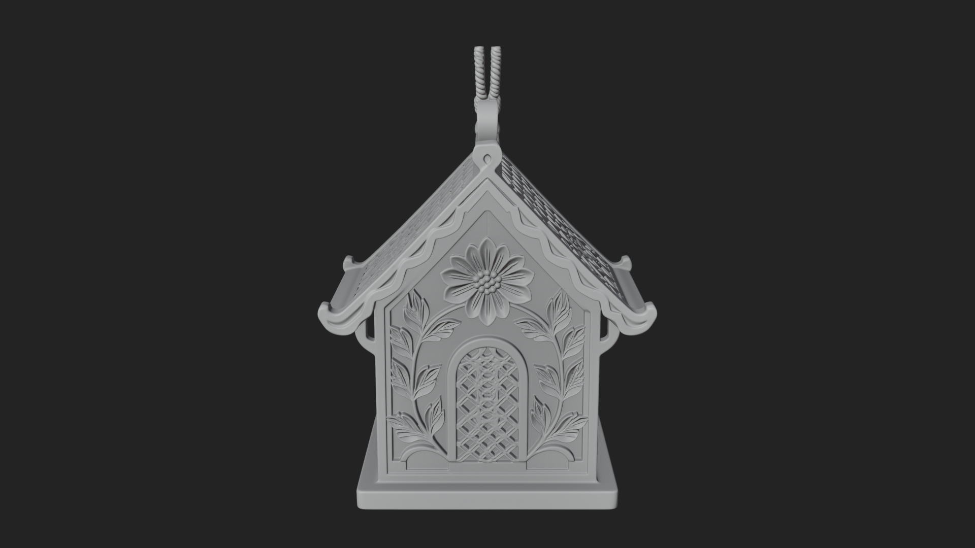 Carved Cottage Ornament Design 4 3D Print Model 3D Model