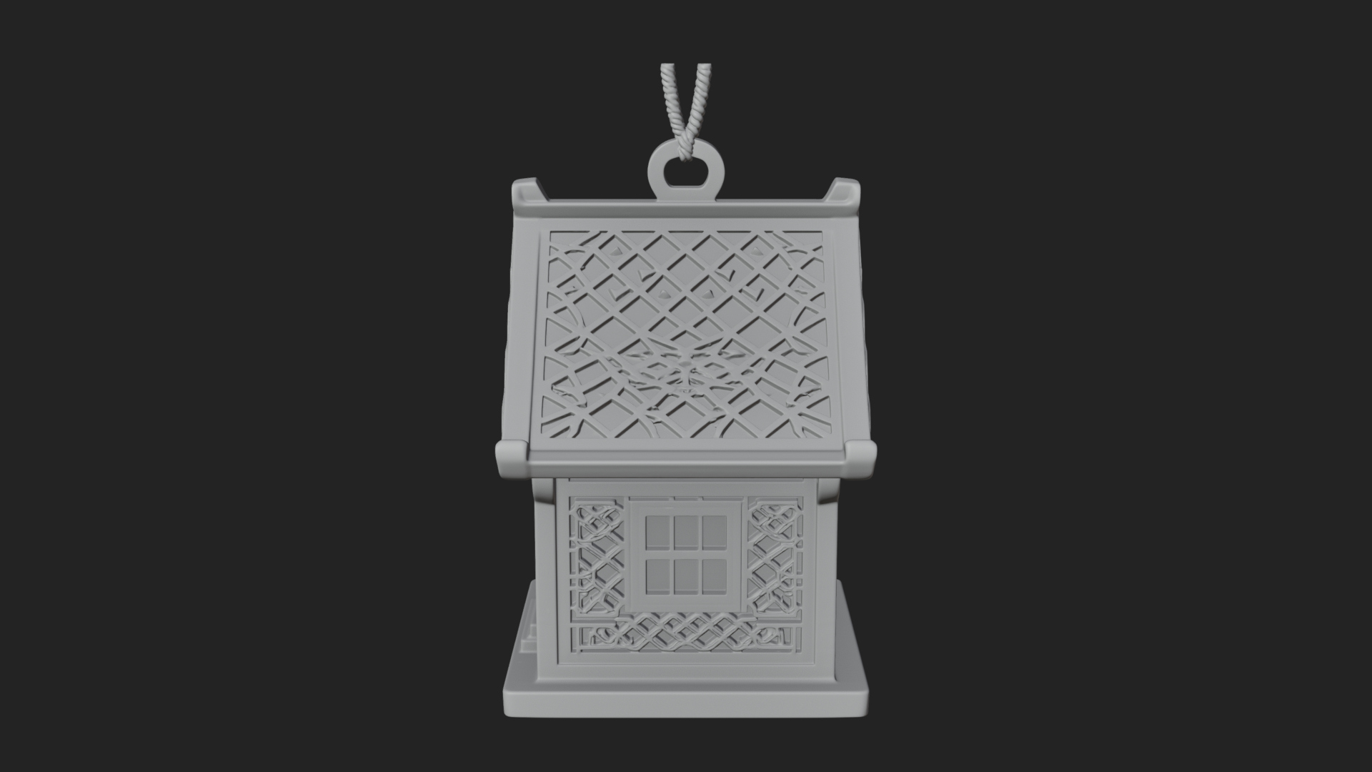 Carved Cottage Ornament Design 4 3D Print Model 3D Model