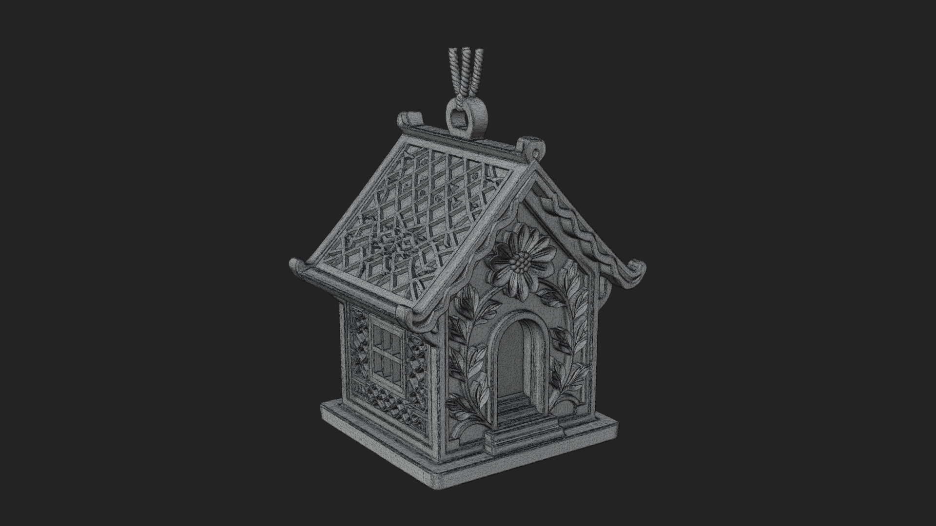 Carved Cottage Ornament Design 4 3D Print Model 3D Model