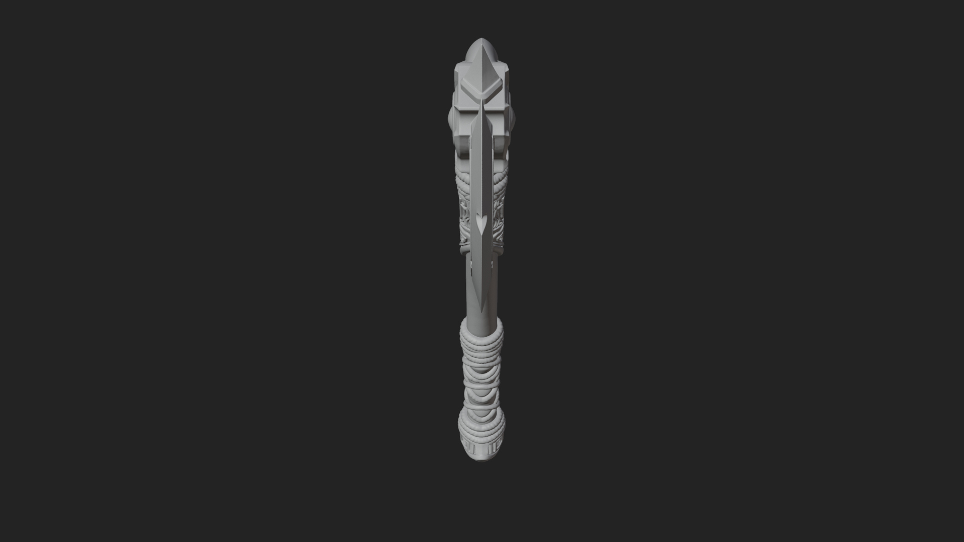 Carved Crescent Battle Axe Model Design 2 3D Print Model 3D Model
