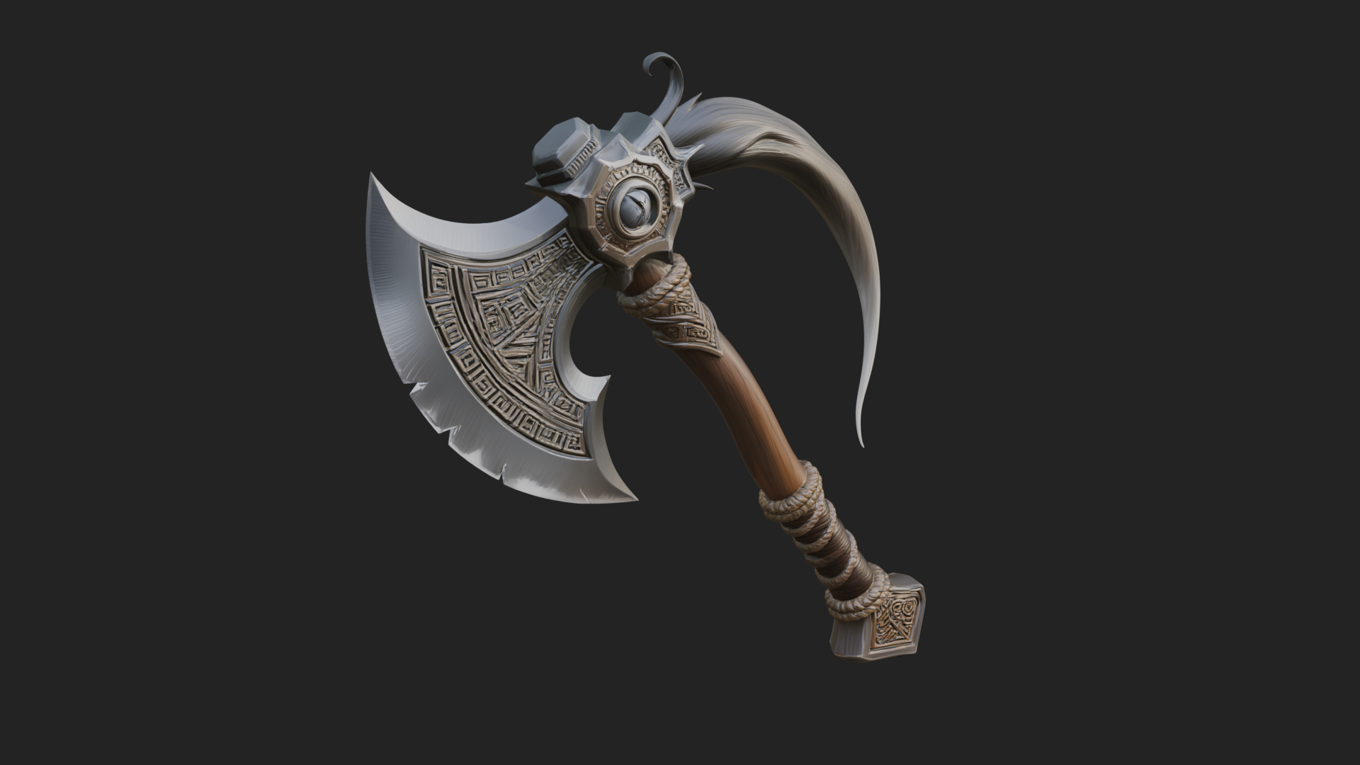Carved Crescent Battle Axe Model Design 3 3D Print Model 3D Model