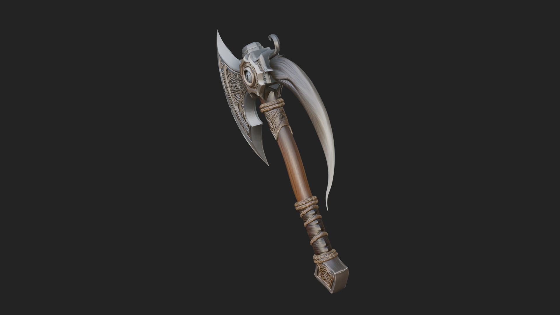 Carved Crescent Battle Axe Model Design 3 3D Print Model 3D Model