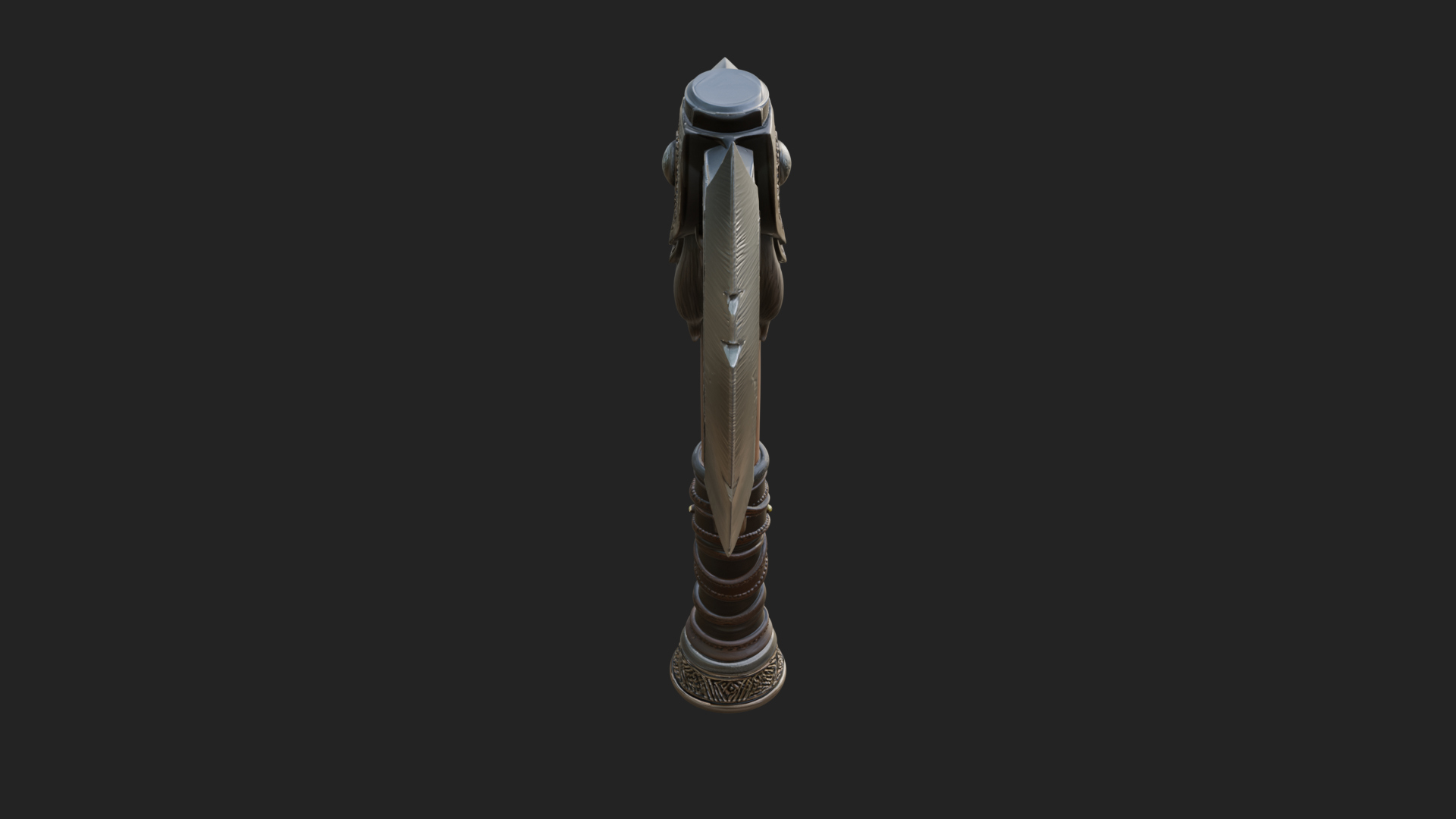 Carved Crescent Battle Axe Model Design 4 3D Print Model 3D Model