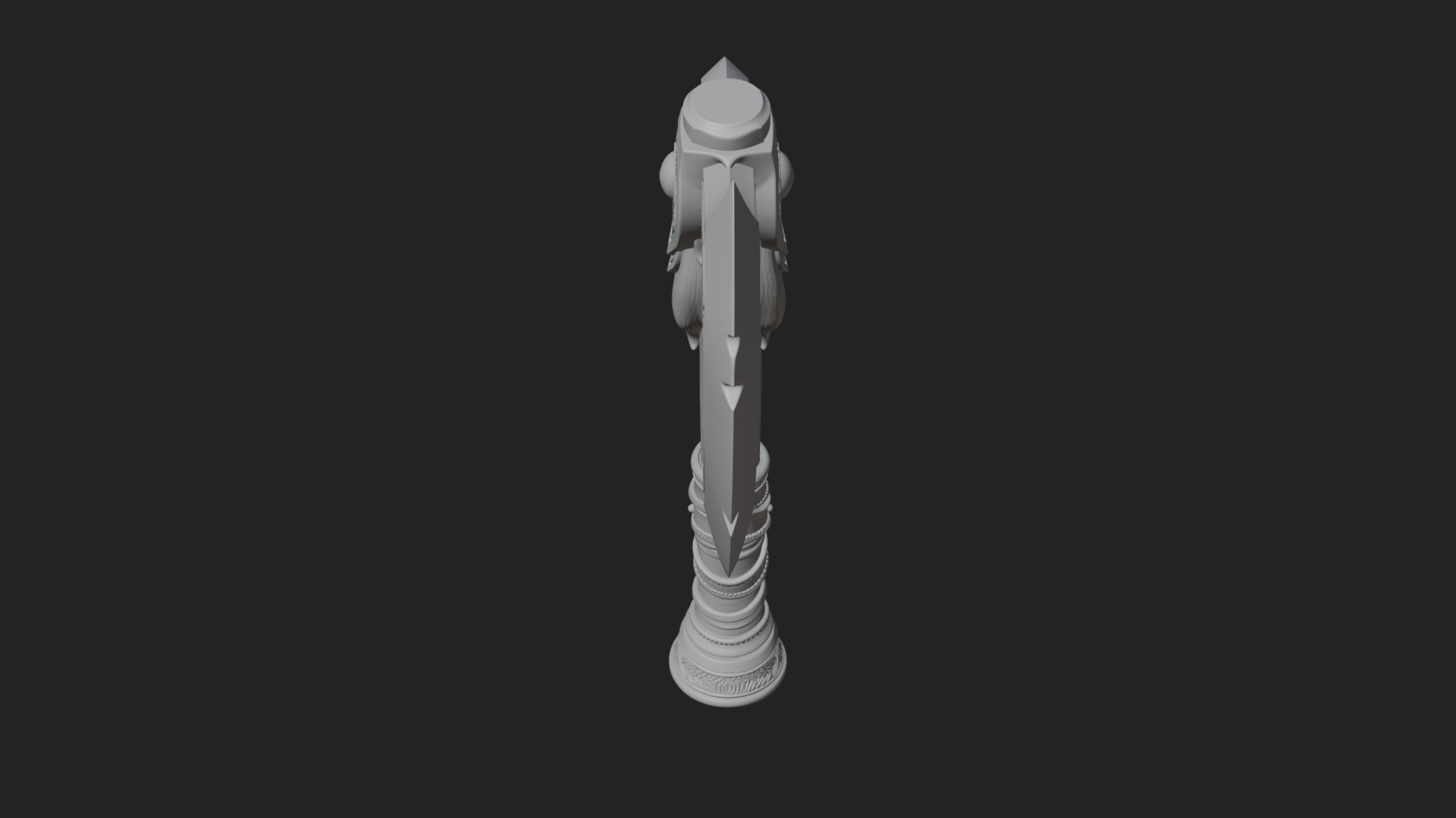Carved Crescent Battle Axe Model Design 4 3D Print Model 3D Model