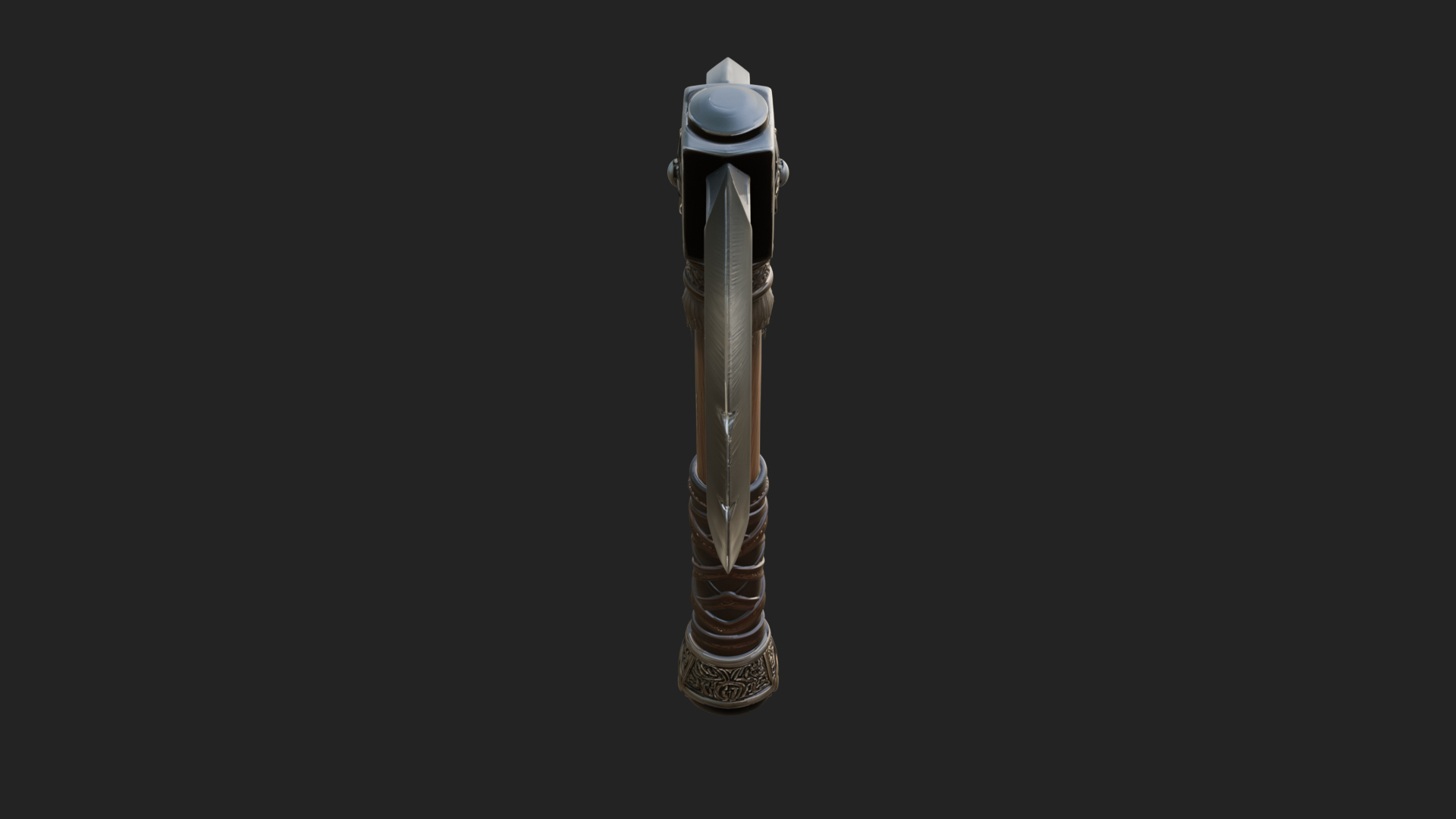 Carved Crescent Battle Axe Model Design 5 3D Print Model 3D Model