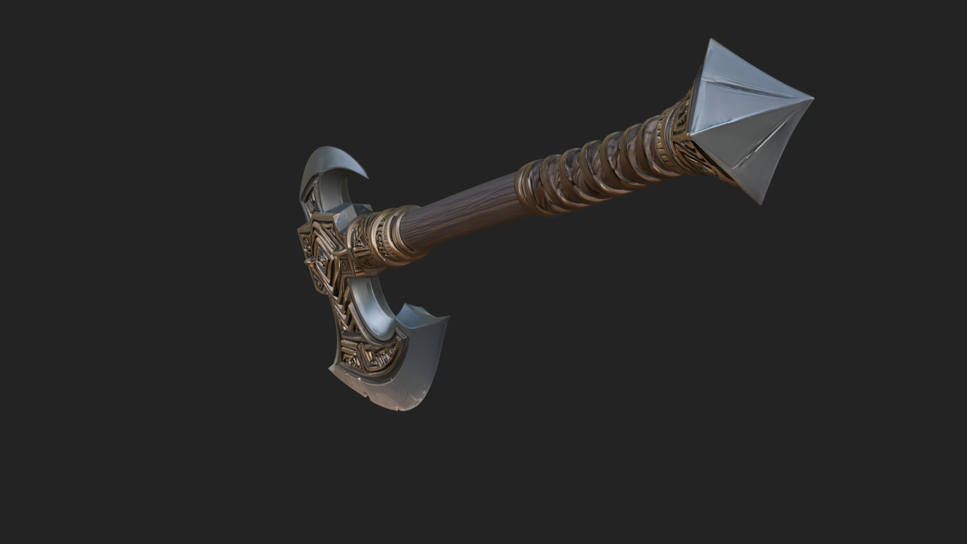 Carved Crescent Battle Axe Model Design 9 3D Print Model 3D Model