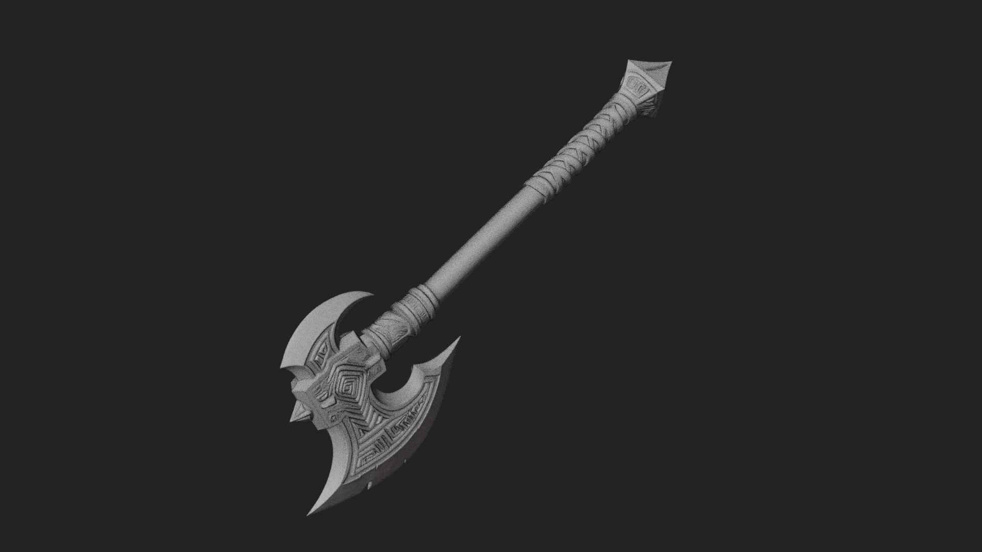 Carved Crescent Battle Axe Model Design 9 3D Print Model 3D Model