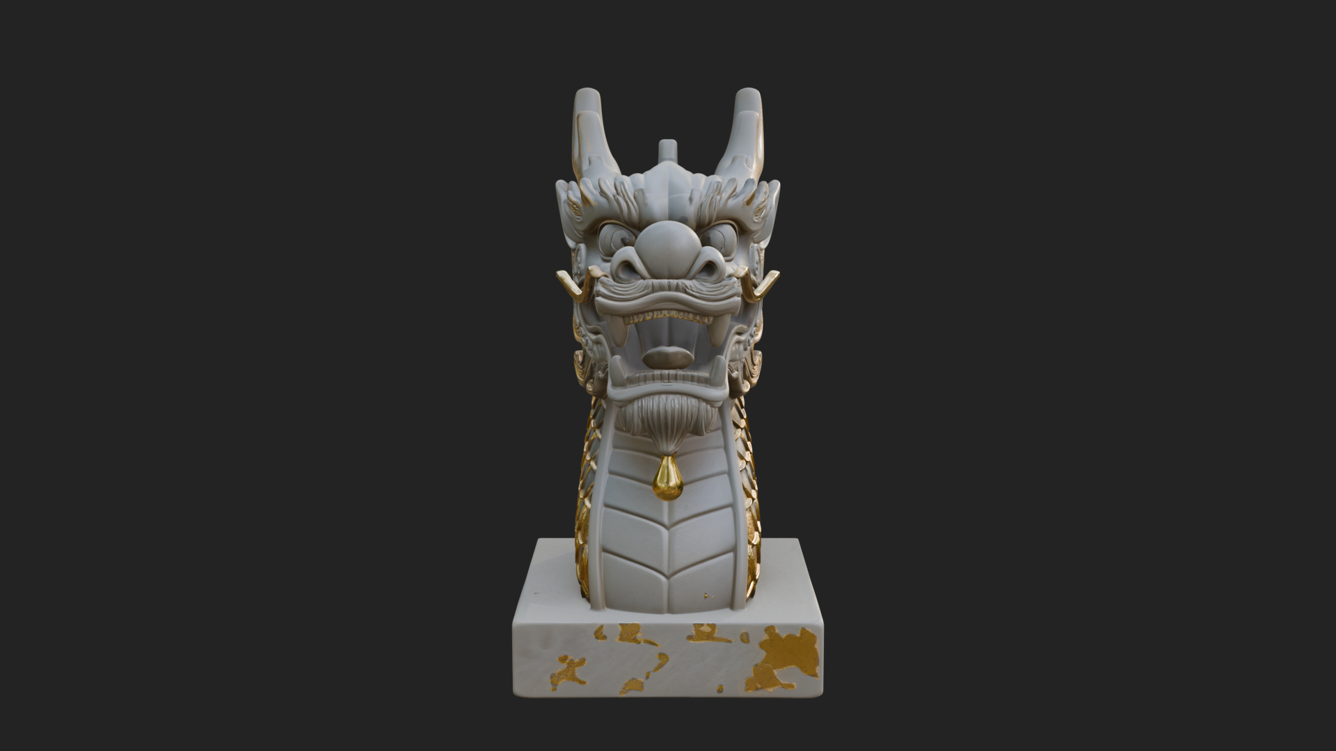 Carved Dragon Head Statue Design 1 3D Print Model 3D Model