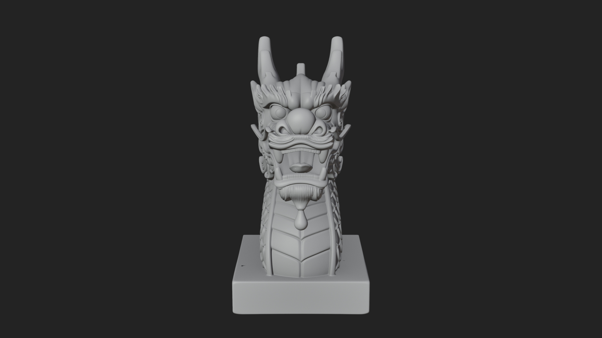 Carved Dragon Head Statue Design 1 3D Print Model 3D Model