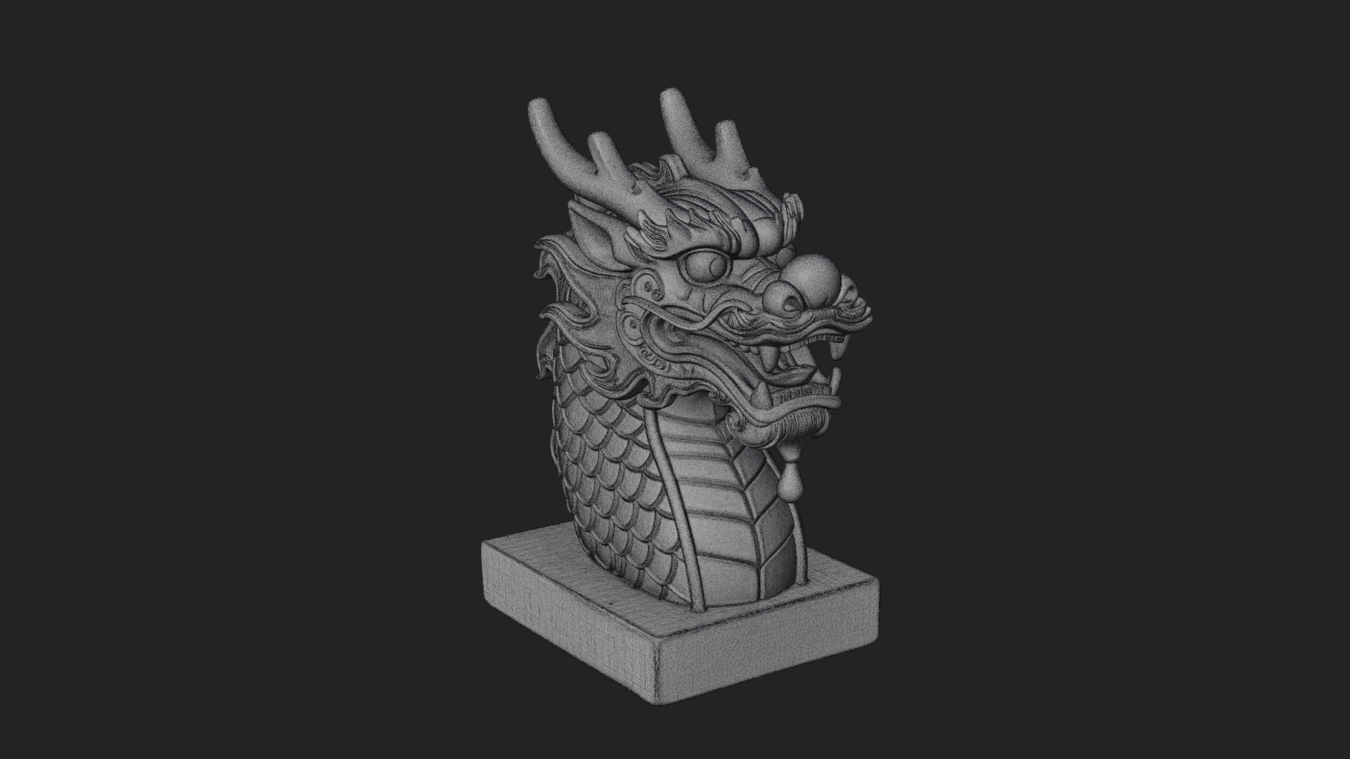 Carved Dragon Head Statue Design 1 3D Print Model 3D Model