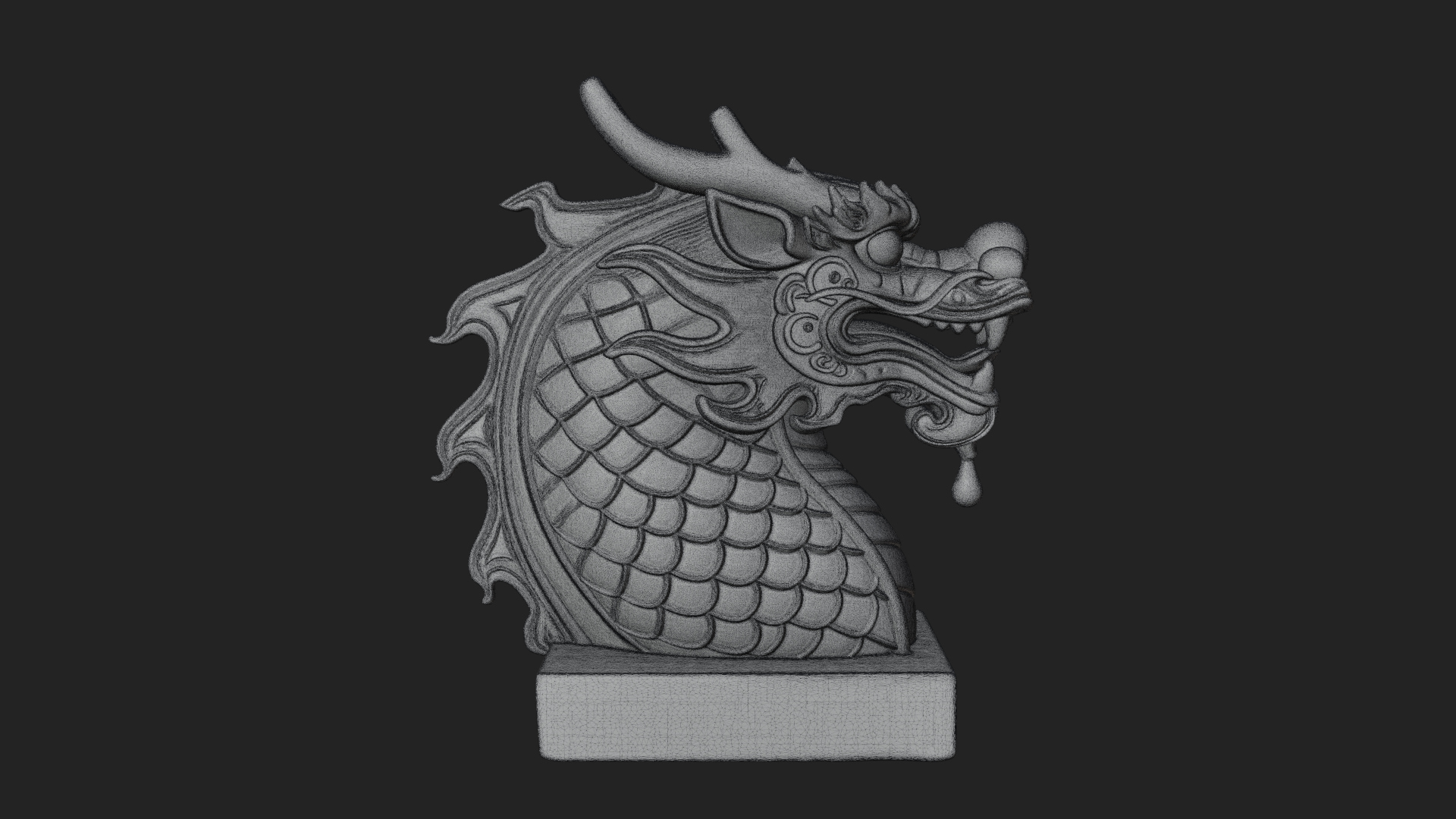 Carved Dragon Head Statue Design 1 3D Print Model 3D Model